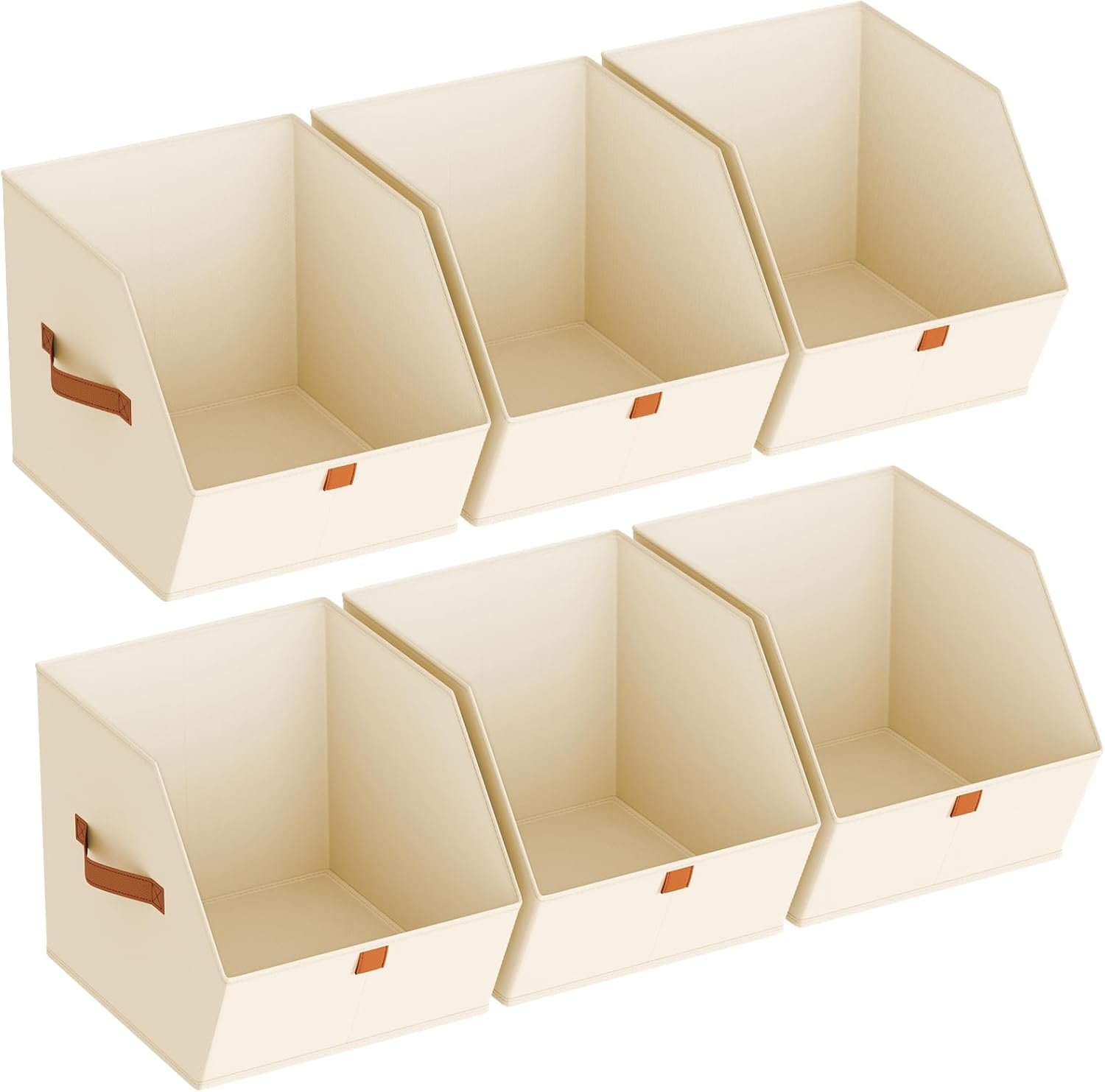 Homsorout Fabric Closet Storage Cubes – 6 Pack Square Storage Bins with Dual Handles for Clothes, Towels, Toys, Cube Storage Organizers for Bedroom, Nursery, Shelves, Closet, Small Spaces, Beige