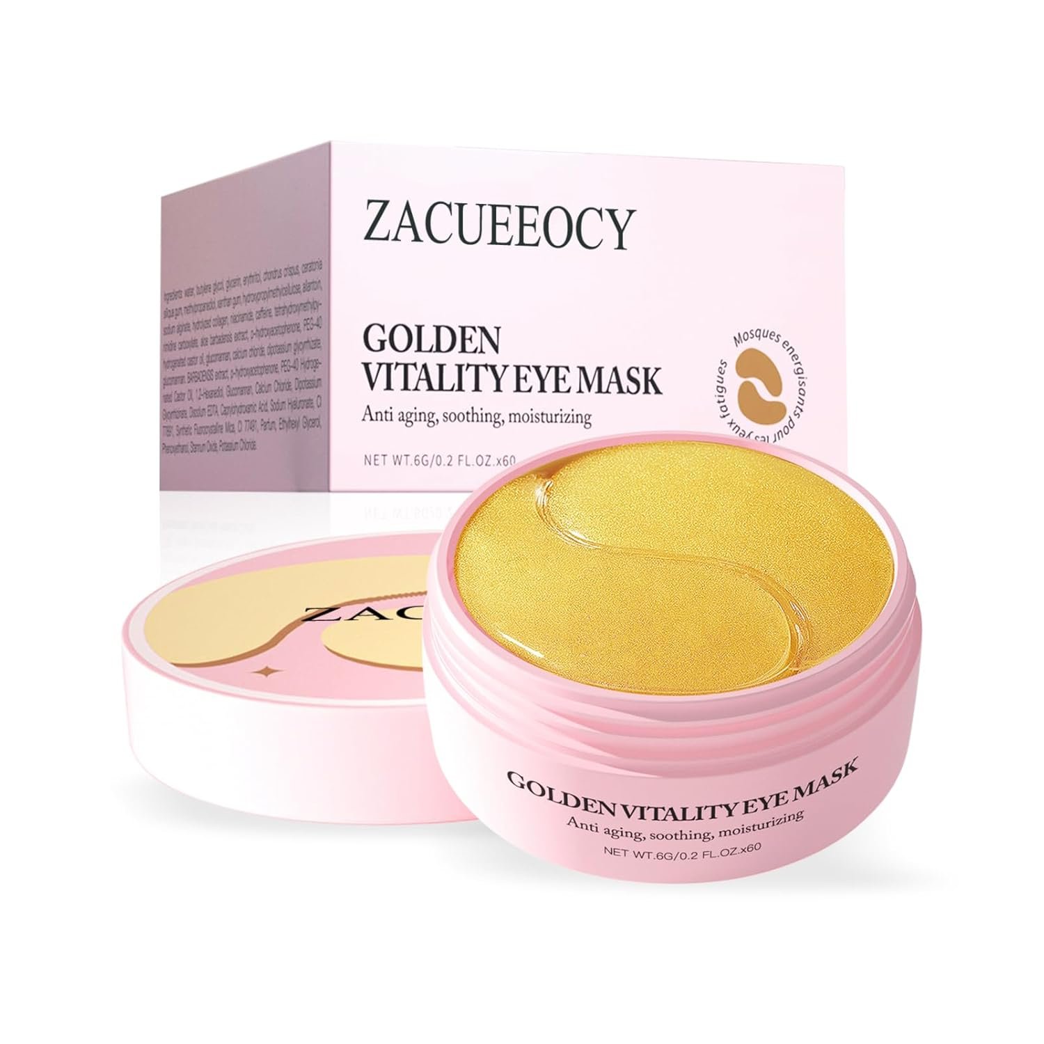 60 Pack Gold Under Eye Patches, Peptide Collagen Hydrogel Eye Patch for Puffy Eyes and Dark Circles, Bags & Wrinkles, Under Eye Mask Skin Care for Daily Skincare