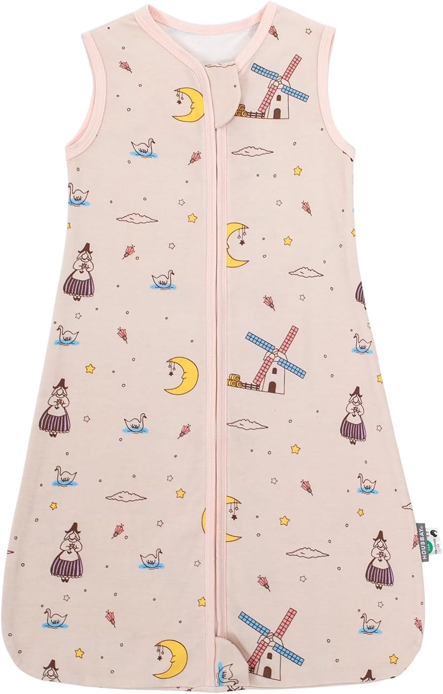 HOUSABY Baby Wearable Blanket,Summer Cotton Sleep Sacks 1 Pack Unisex Toddler Sleeping Bag Sack, 0.5 TOG with 2-Way Zipper