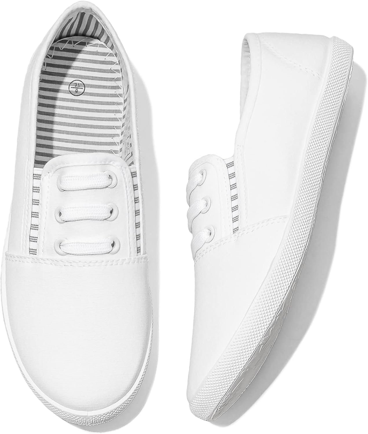 Women’s Canvas Slip On Sneakers – Casual Walking Shoes, Non Slip Work Shoes