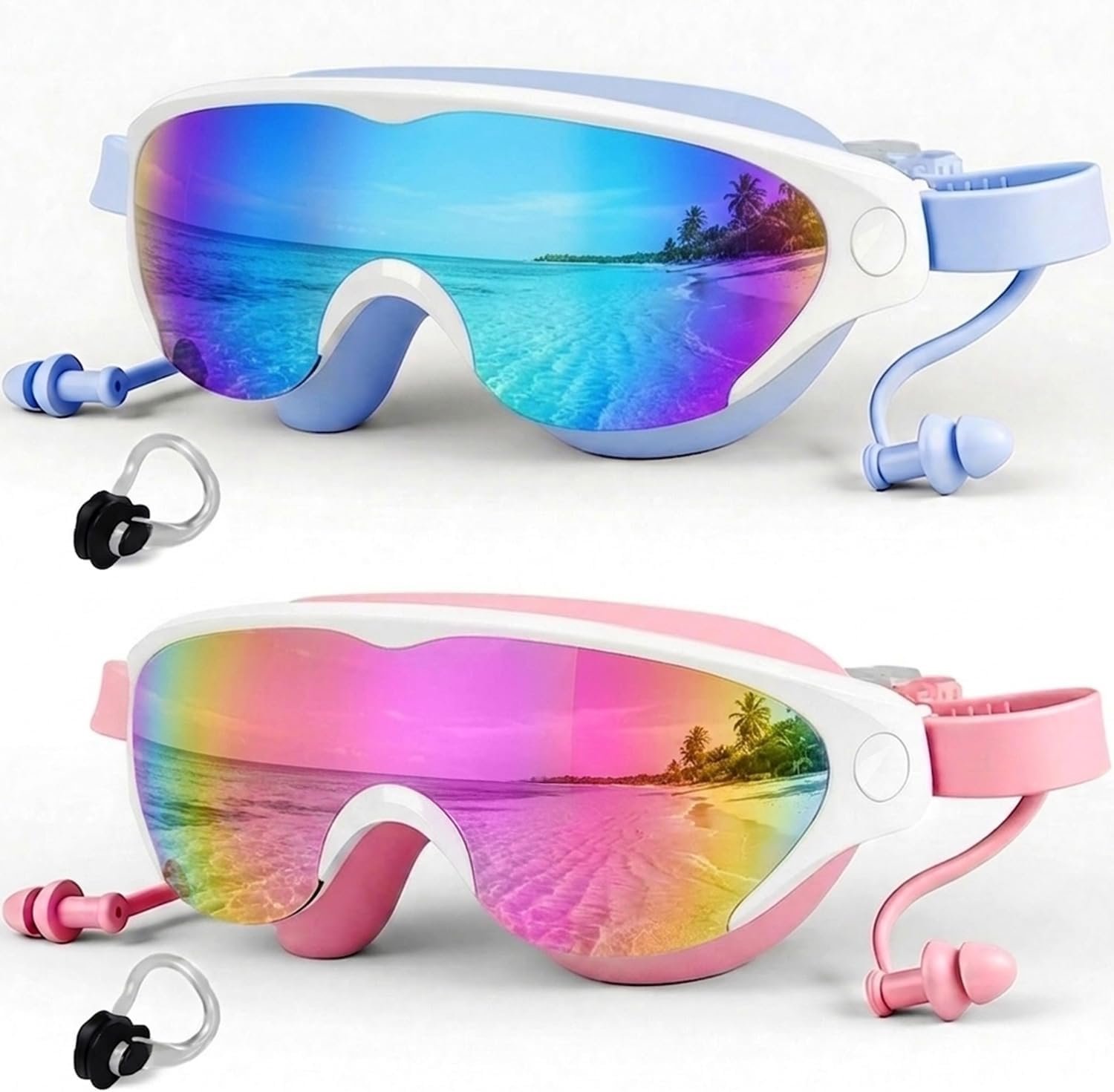Zoomsnail Kids Swim Goggles 2Pack, Leakproof Anti-fog UV Lens Swimming Goggles for Kids Boys & Girls 3-15