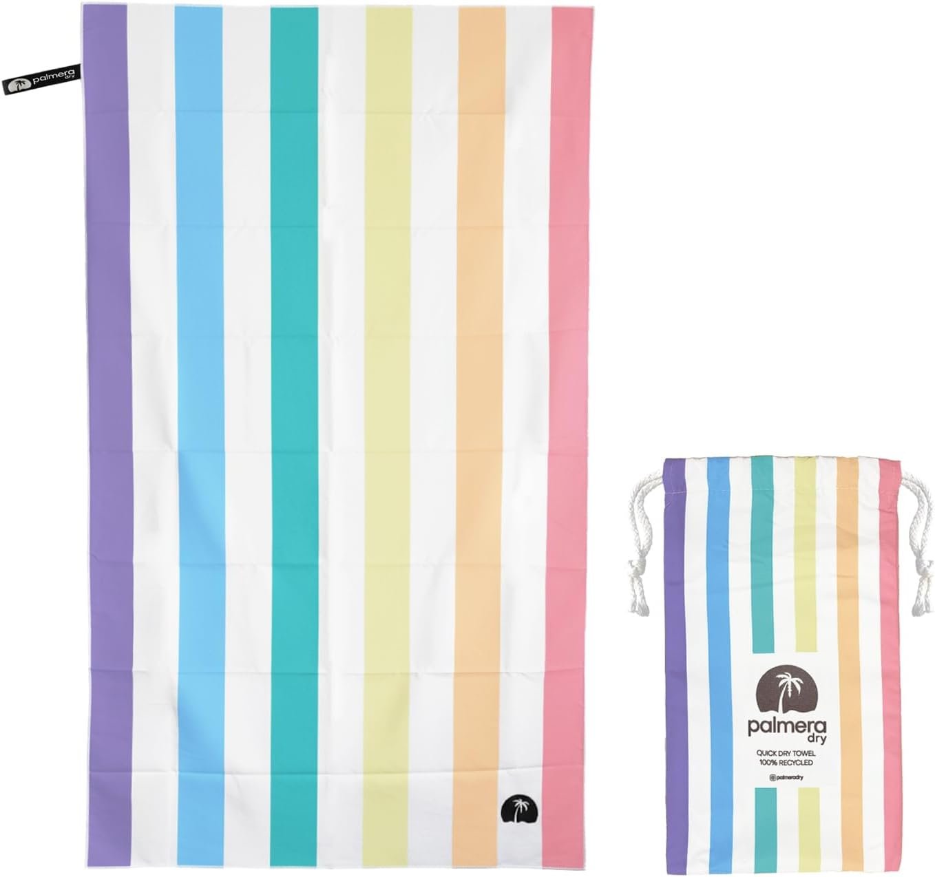 Microfiber Quick-Dry Travel Towel – Super Absorbent, Lightweight, Compact – Sand Resistant, Soft, Mesh Carry Bag – Beach, Pool, Gym, (Rainbow)