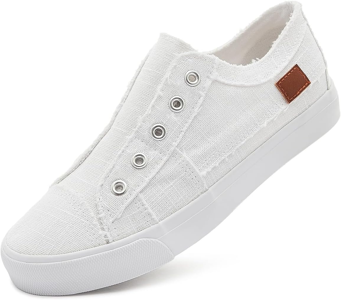 Women’s Slip on Shoes Non Slip Fashion Canvas Sneakers Low Top Casual Shoes