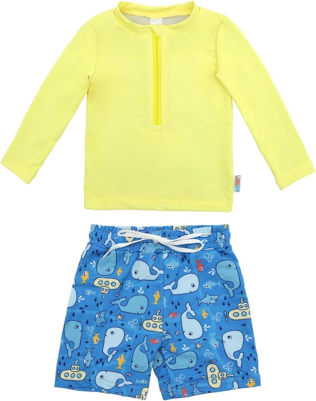 ALVABABY Long Sleeve Rashguards, Baby/Toddler Boys’ Rash Guard Sets,Boy Swimsuit UPF 50+Two Piece Bathing Suit