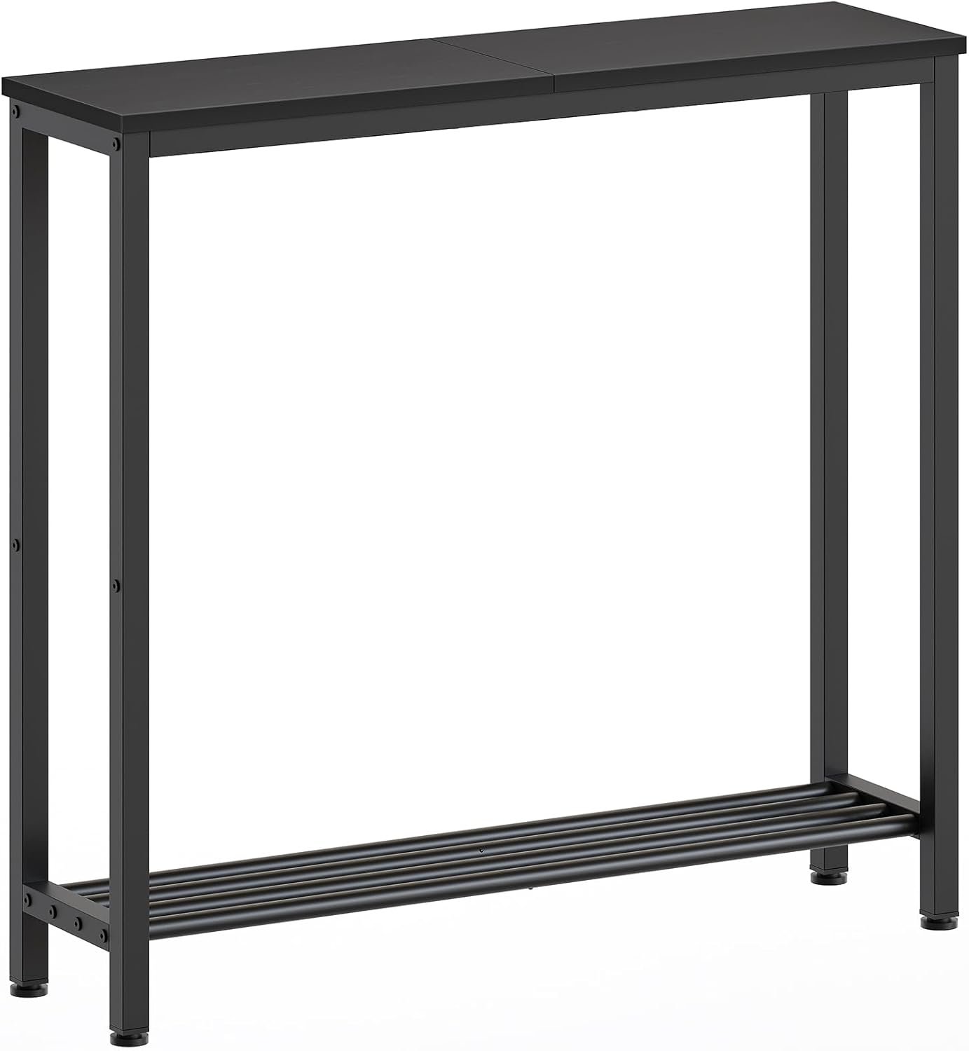 YATINEY Narrow Console Table, 2-Tier Small Sofa Table, 29.5″ Thin Entryway Behind Couch Table with Shelves, Industrial Hallway Table, for Living Room, Foyer, Black CT03BB
