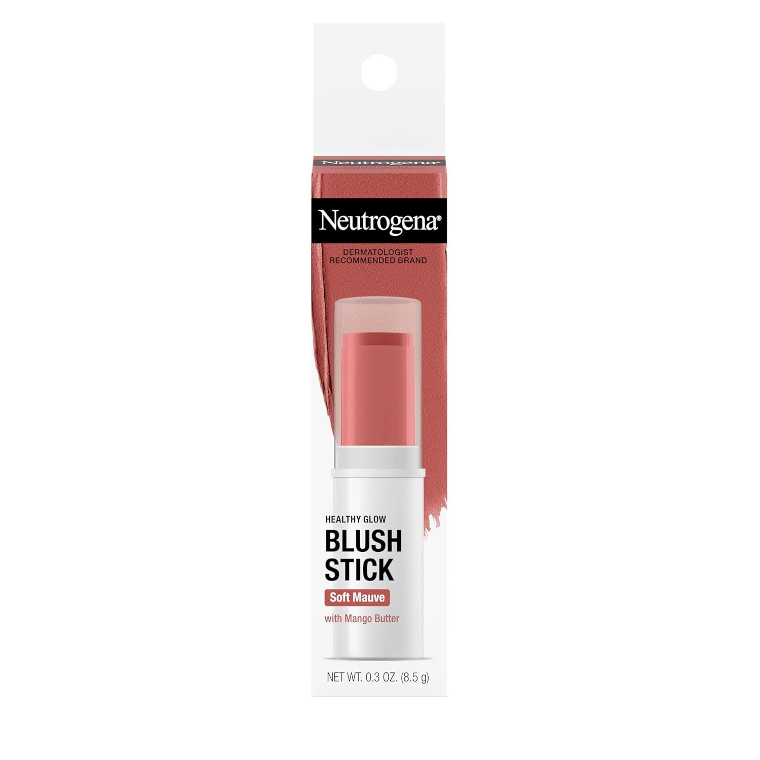 Neutrogena Healthy Glow Blush Stick, Easy to Use Lightweight Makeup, Ultra Creamy Cheek Color with Mango Butter Leaves Skin with a Natural Looking Colo, Soft Mauve, 0.3 oz