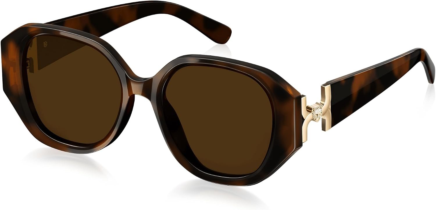 Oversized Polarized Sunglasses for Women Trendy Womens Designer Sunglasses UV Protection Square Frame Sun Glasses
