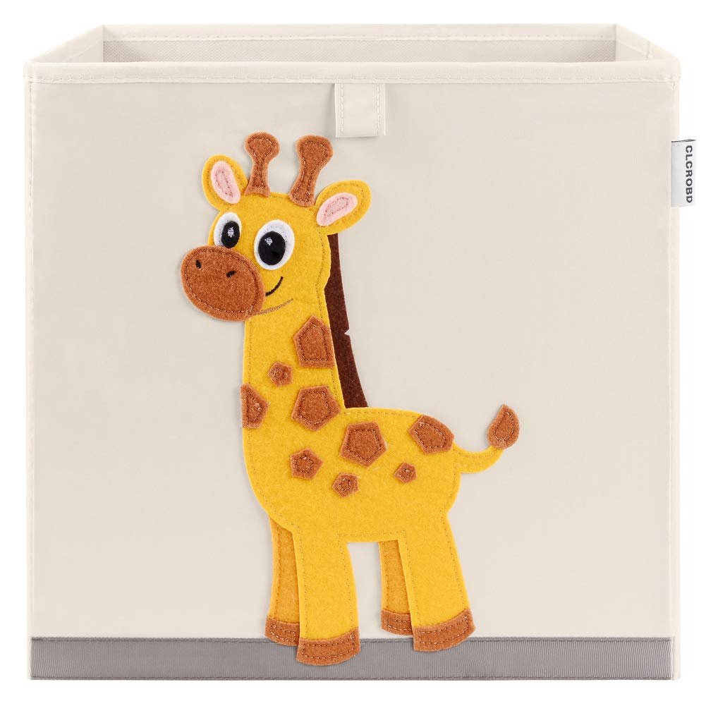 Foldable Animal Cube Storage Bins Fabric Toy Box/Chest/Organizer for Kids Nursery, 13 inch (Elegant Giraffe)