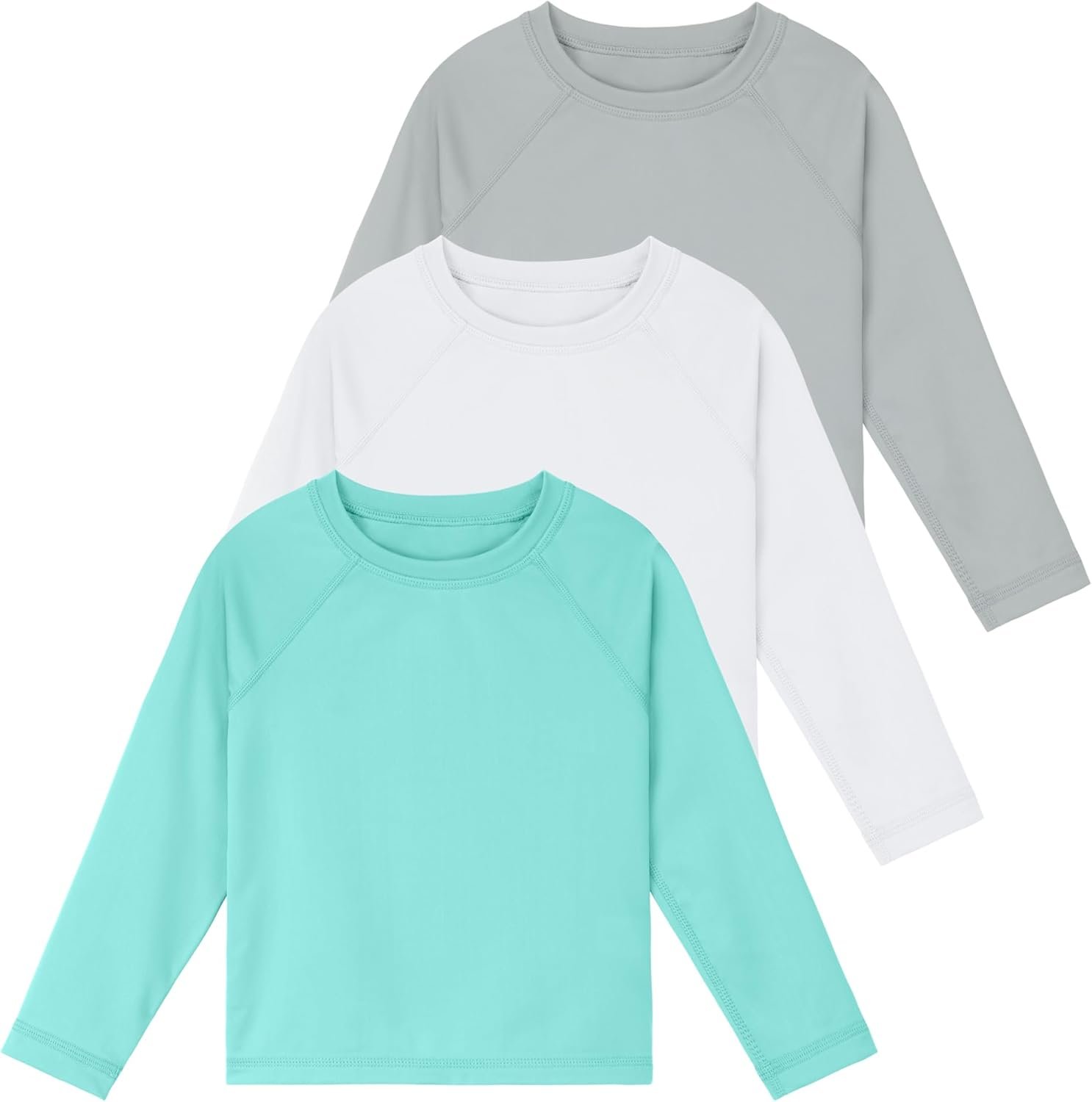 Cooraby 3 Pack Baby Toddler UPF 50+ Long-Sleeve Rashguard Swim Shirt Swimwear Surf Tops Athletic Tee Outdoor for Boys Girls