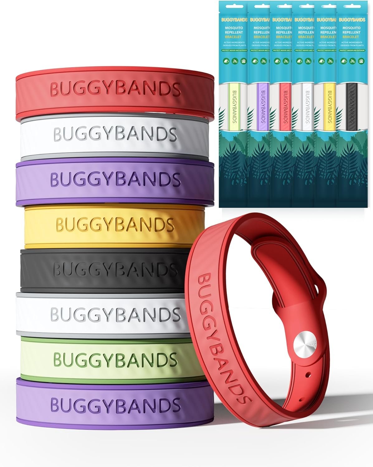 BuggyBands Mosquito Repellent Bracelets,18 Pack Silicone Mosquito Repellent Bands with DEET Free, Natural & Waterproof Bug Wristbands for Kids and Adults, Outdoor Traveling Protection