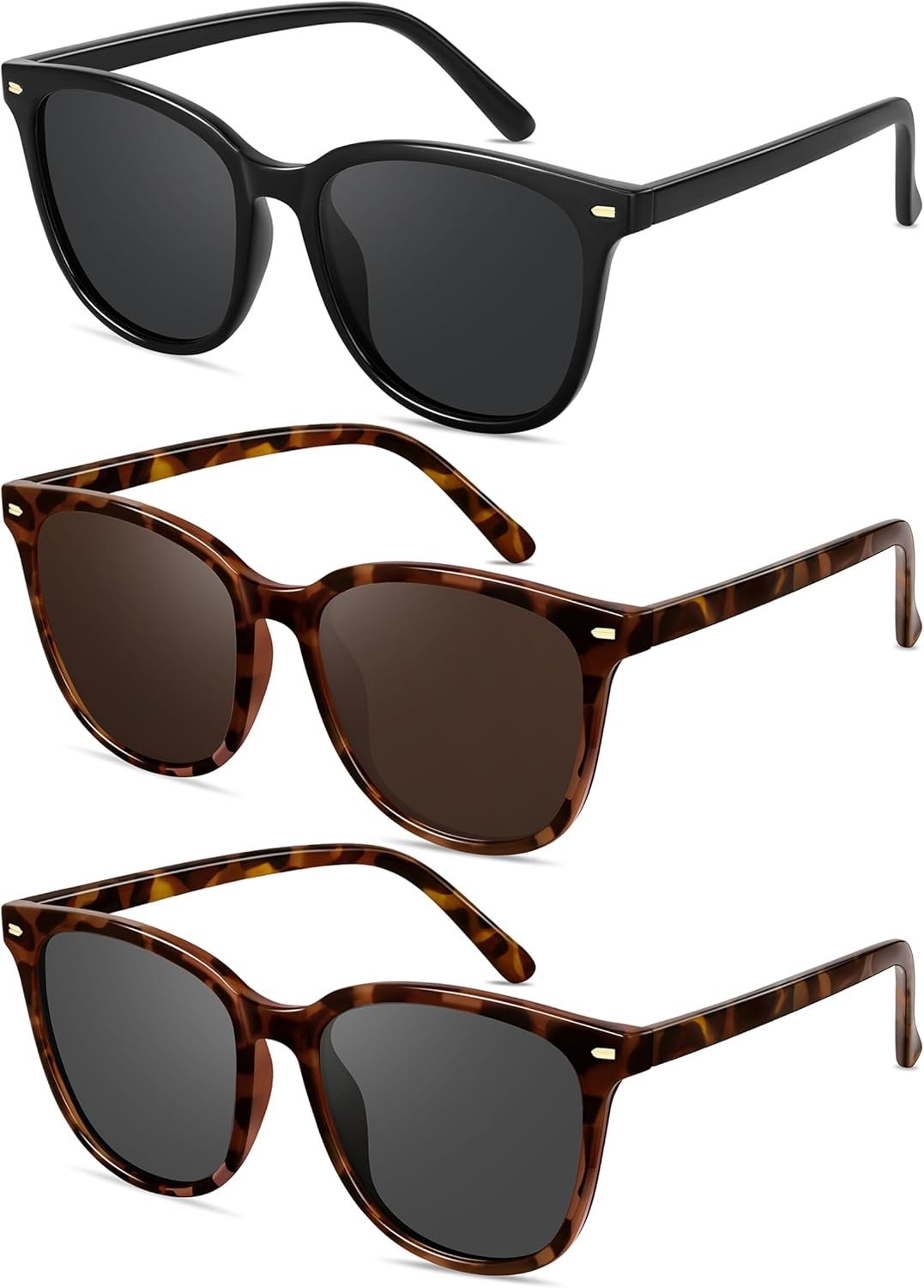Retro Polarized Sunglasses for Women Men Big Frame Vintage Style Trendy Shade UV400 Protection Lens Sun Glasses
