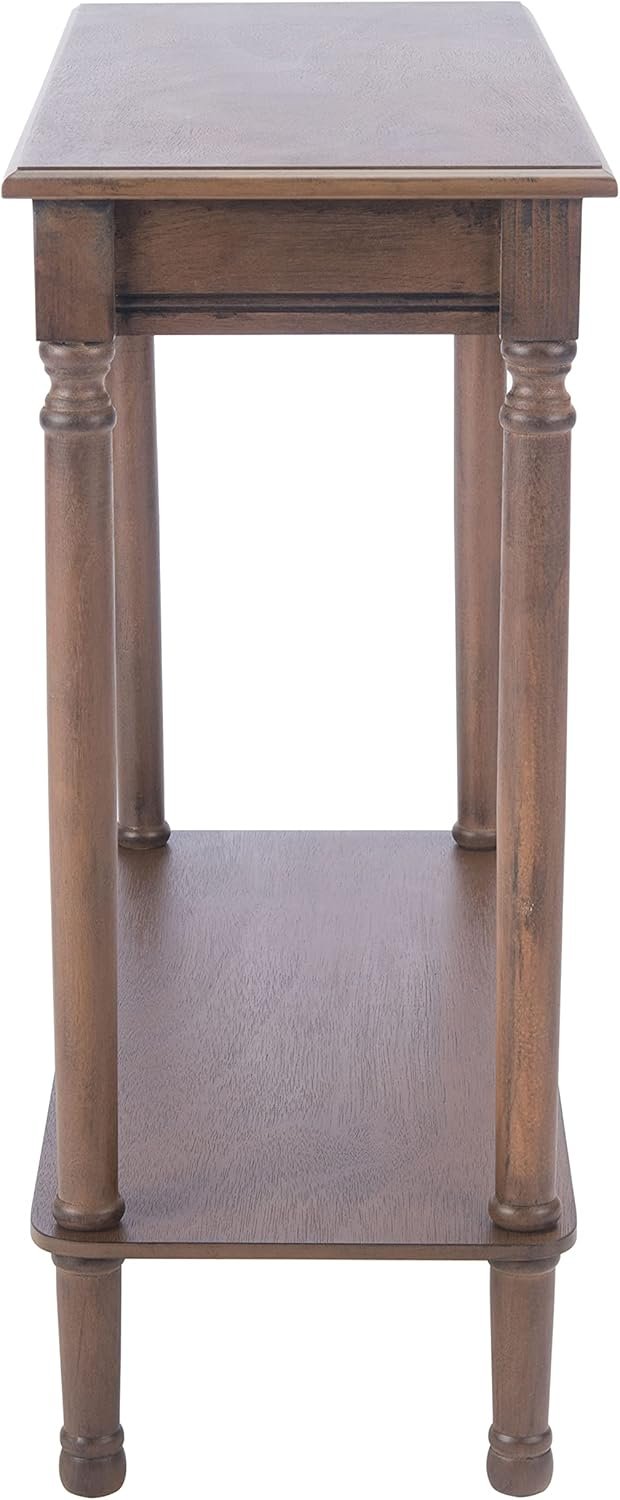 SAFAVIEH Furniture – Tinsley Rectangle Console Table – Brown – Solid Wood – Farmhouse Turned-Leg Design – Ideal for Entryway, Living Room, Hallway, 28″W x 11.75″D x 28″H (CNS5724C)