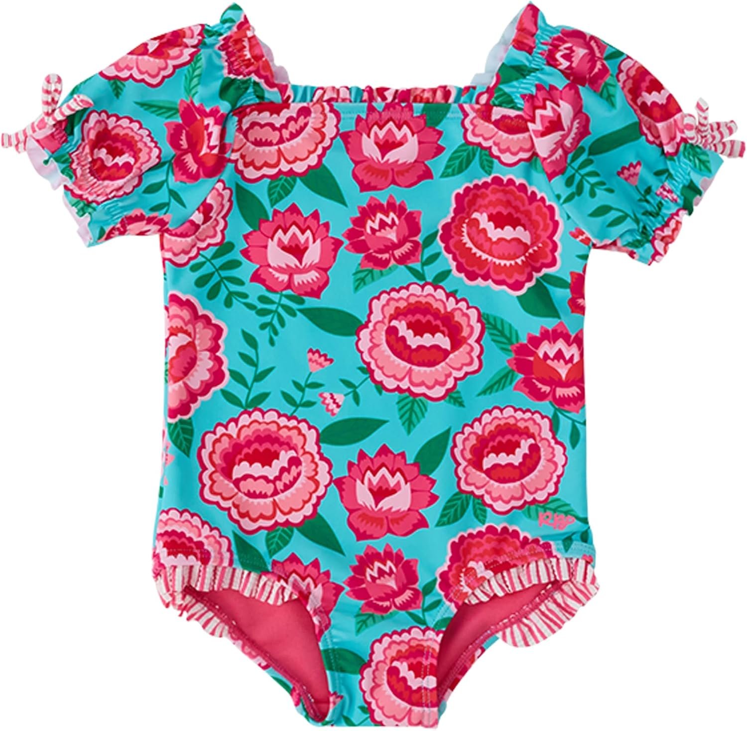 RuffleButts Baby/Toddler Girls Puff Sleeve One Piece Swimsuit