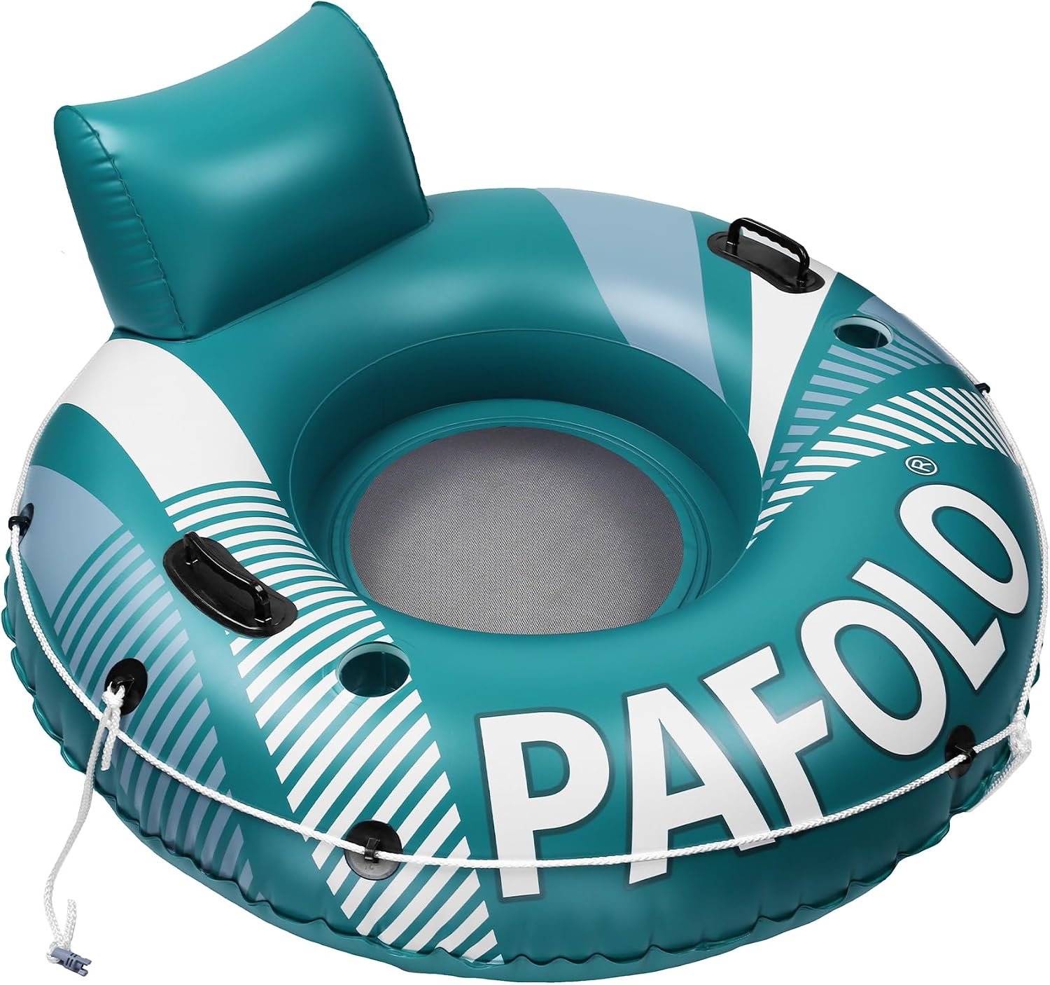 Pool Float Adult, 53″ Inflatable Float Tube, River Tubes for Floating Heavy Duty with Mesh Bottom, Inflatable Tube for Beach Lake Rafting, Comfortable Backrest & 2 Cup Holders, 450 lbs Weight Capacity