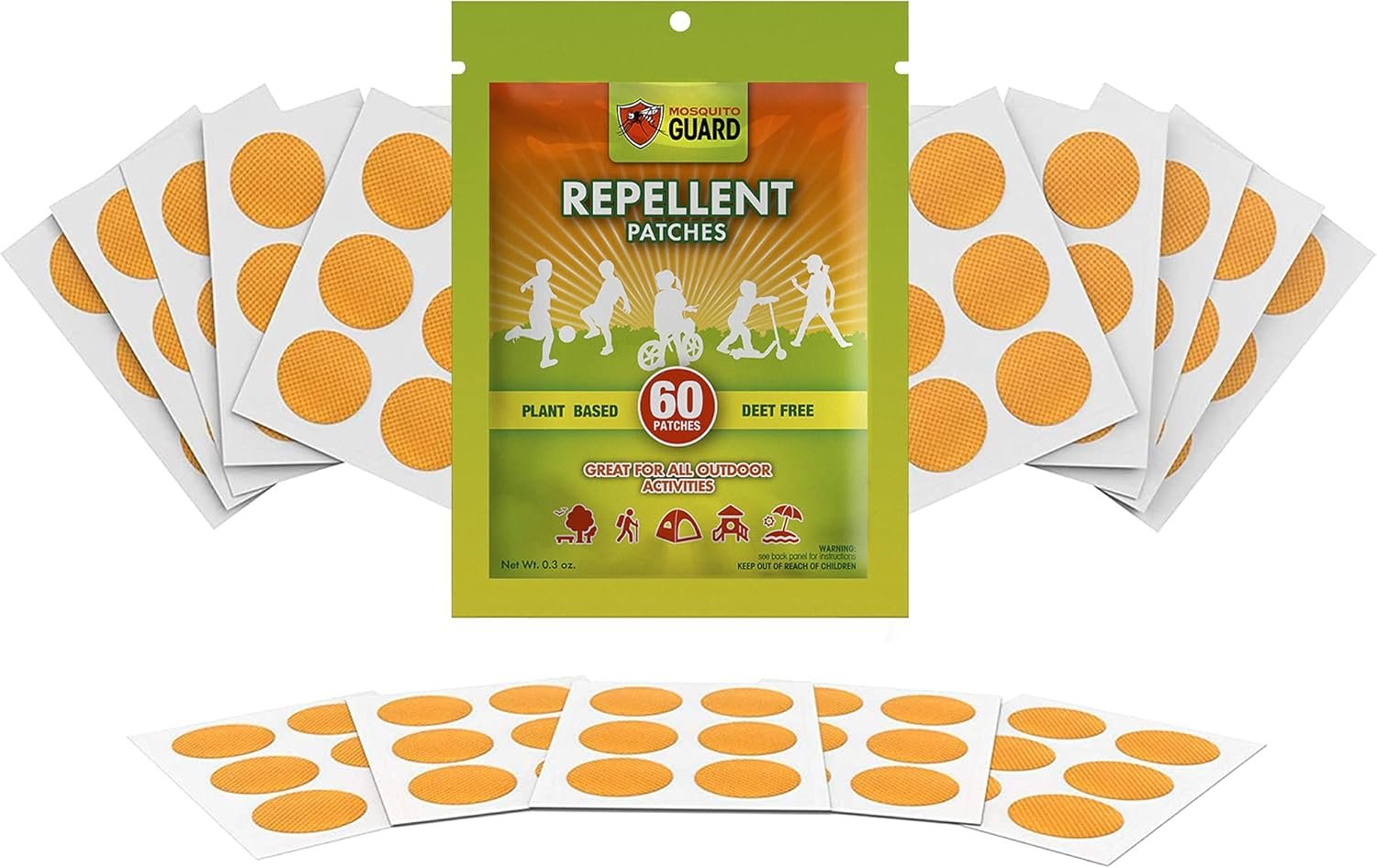 Mosquito Guard 60 Pack Mosquito Repellent Stickers for Kids – DEET Free Mosquito Repellent Outdoor Patio – Plant Based Mosquito Patches for Kids