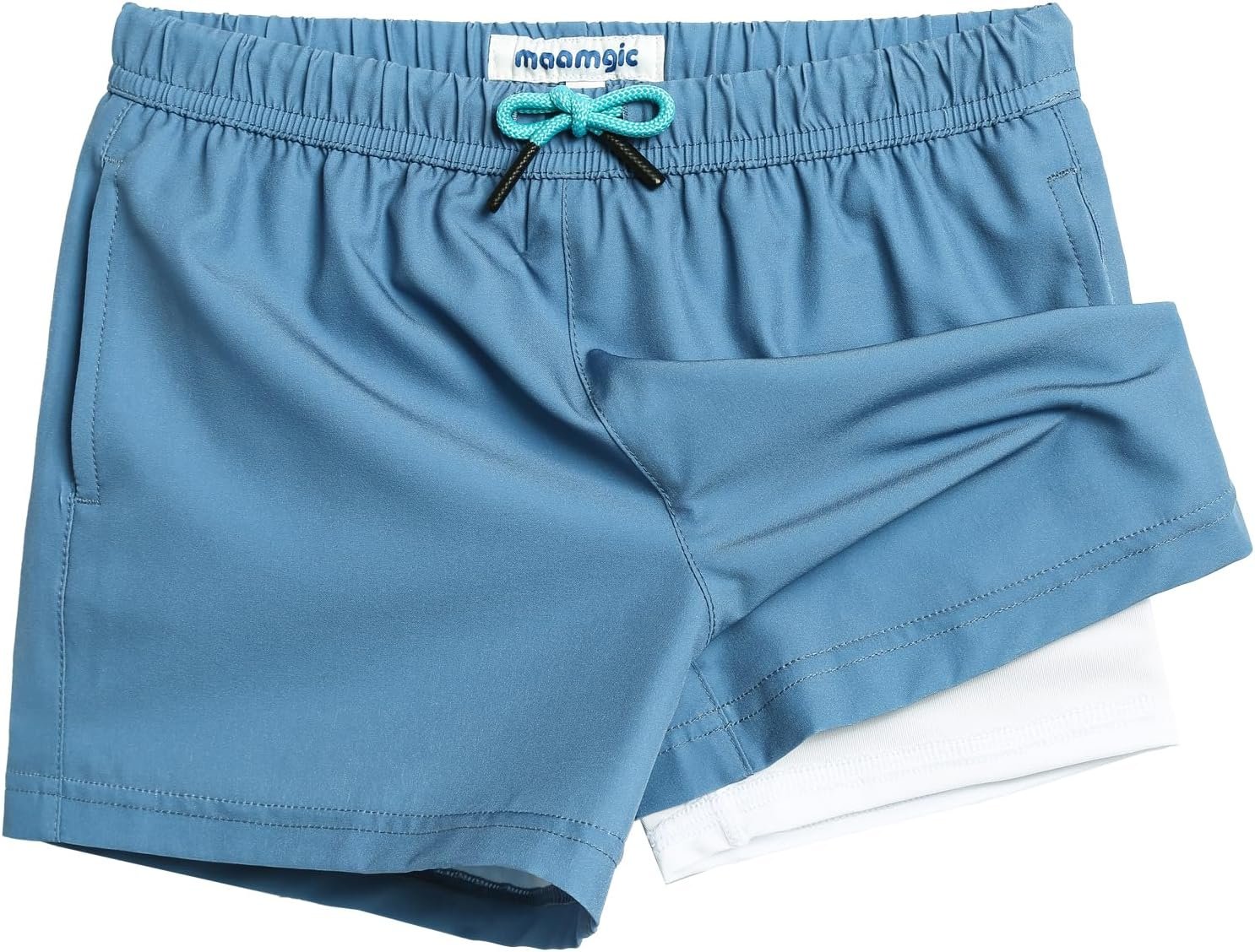 maamgic Boys Swim Trunks with Compression Liner 4-Way Stretch Quick Dry Bathing Suit Toddler Beach Shorts
