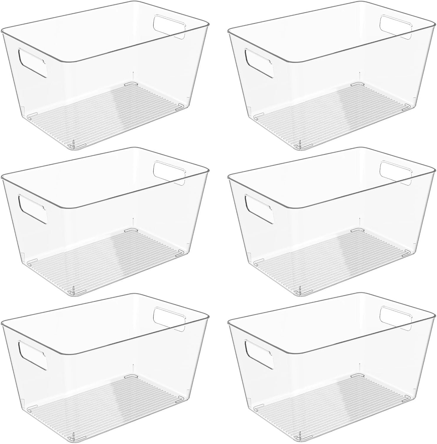 6 Pack Clear Plastic Storage Bins, 11″ Large Pantry Organizer Bins with Handles, Plastic Containers for Refrigerator,BPA-Free Perfect for Kitchen,Fridge,Cabinet,Pantry,Bathroom,Closet Organization