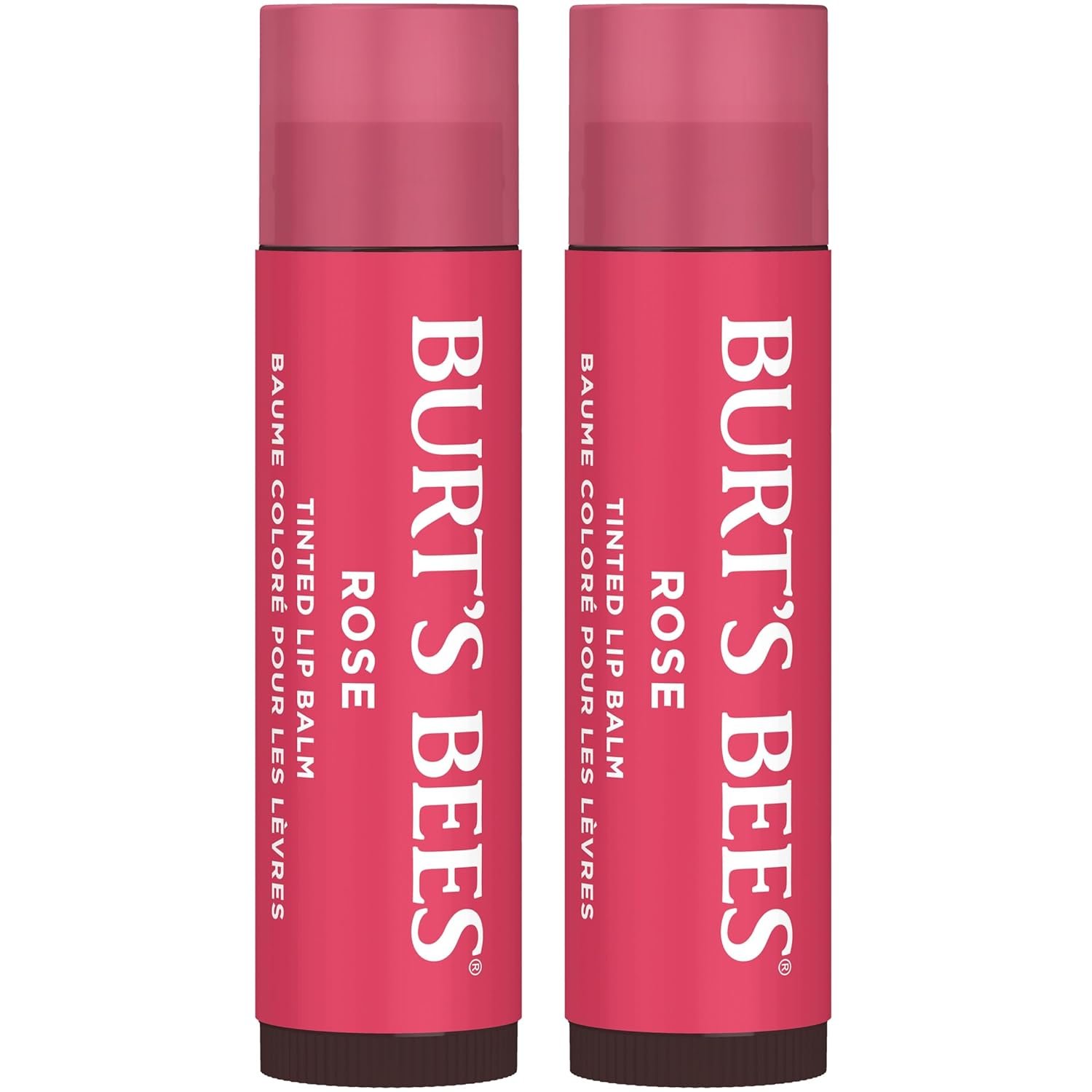 Burt’s Bees Lip Tint Balm with Long Lasting 2 in 1 Duo Tinted Balm Formula, Color Infused with Deeply Hydrating Shea Butter for a Natural Looking Buildable Finish, Petal Rose (2-Pack)