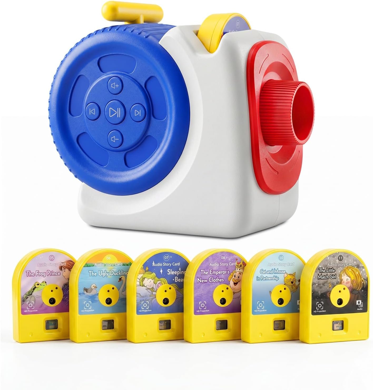 Story Projector for Kids, Bedtime Projector Machine with Voice Narration, 6 Fairy Tales Slides, Adjustable Focus, Night Light, Toy Gift for Toddlers Boys & Girls Ages 3+
