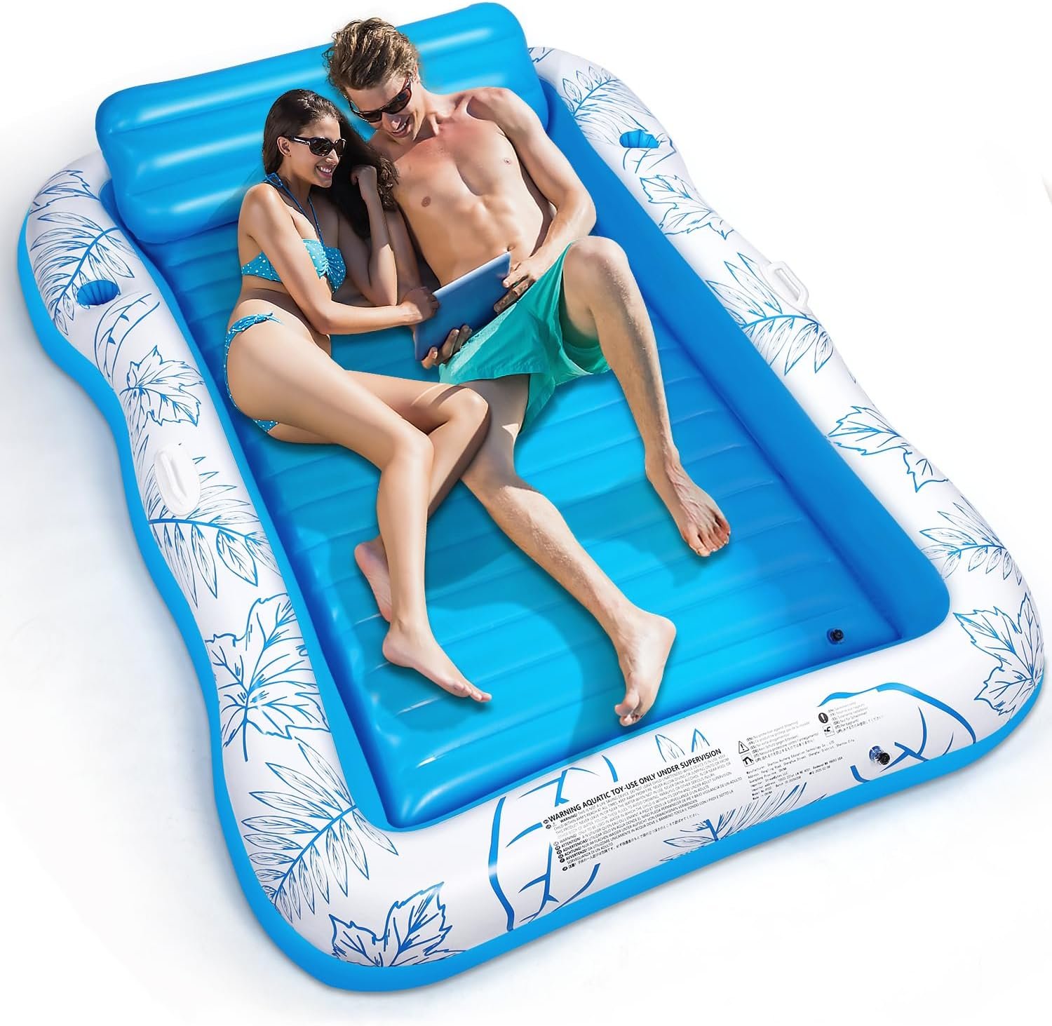 Inflatable Adult Pool Lounger Float – BAIAI Large Beach Sun Tanning Floats Raft Sunbathing Water Lounge Floaties Tub with Drink Holder – Blow Up River & Lake Suntan Floating Swimming Mattress Mat