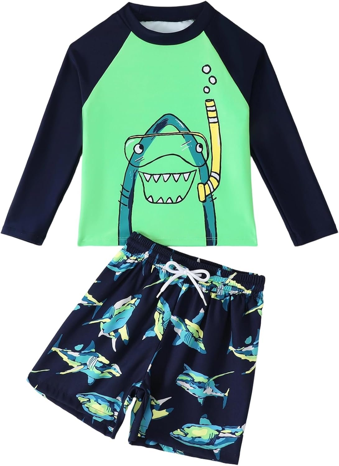 Toddler Boy Swimsuit Boys Rash Guard Bathing Suits 2 Piece Long Sleeve Boys Swimming Shirt Trunks Swim Set