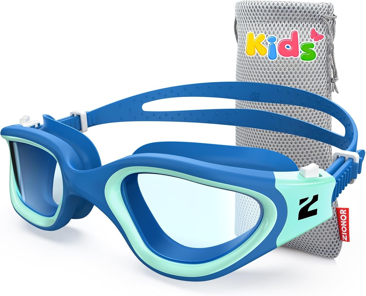 ZIONOR Kids Swim Goggles, G1MINI SE No Leak Anti-Fog Goggles for Kids 6-14, Soft Silicone Comfort Fit, Easy Adjust Strap
