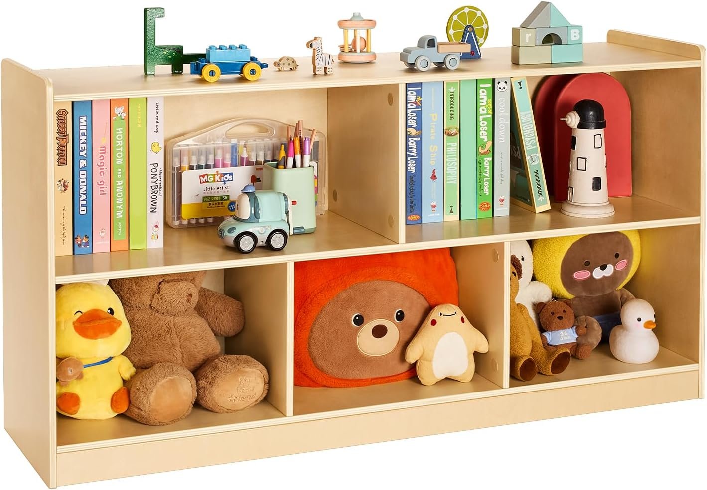 VEVOR Montessori Bookshelf, Wooden Toy Storage Organizer, 5-Cubby Toy Organizers and Storage, Daycare Furniture, Kids Bookshelf for Bedroom, Nursery, Living Room, Entryway, Preschool, Plywood