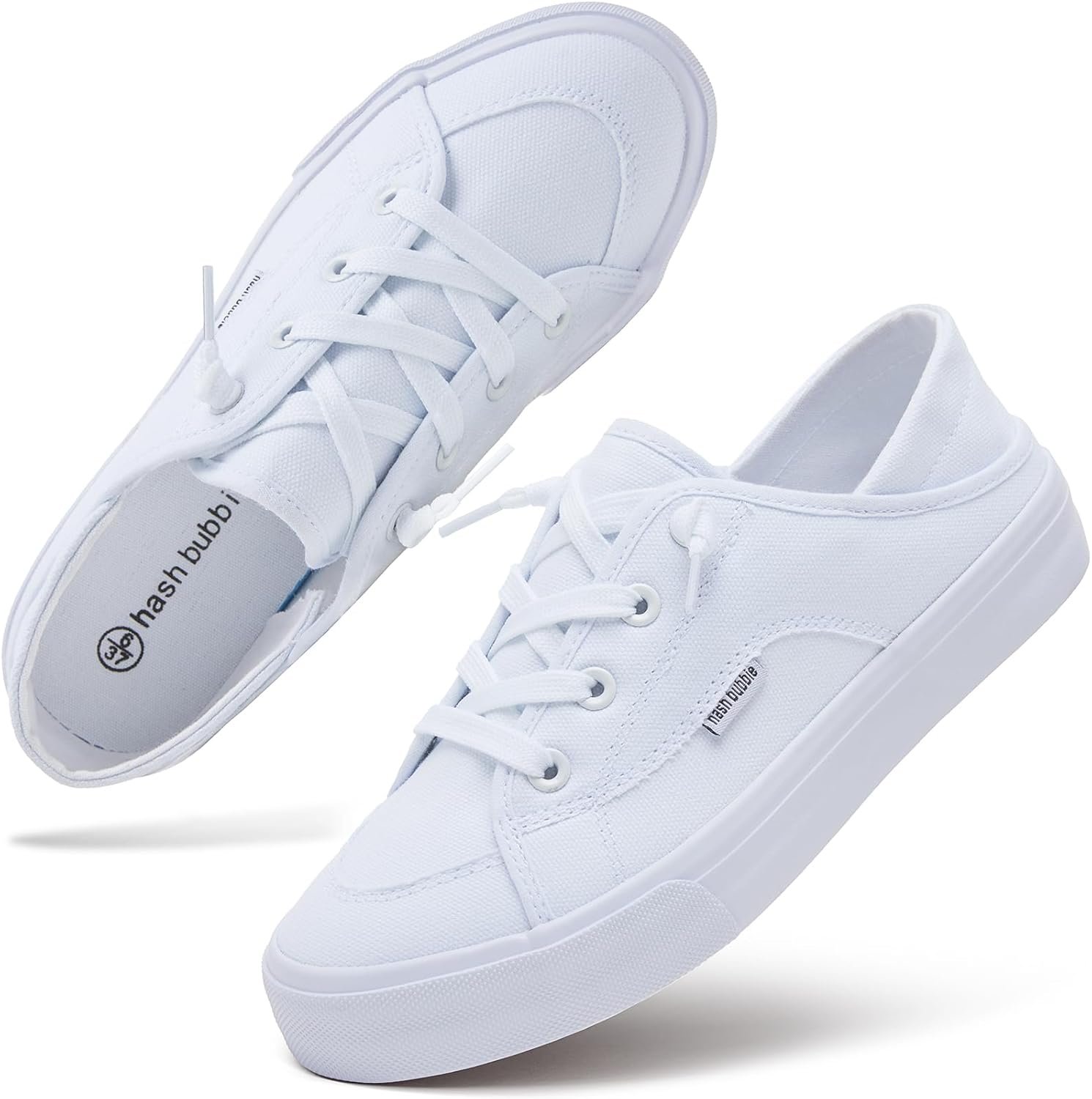 hash bubbie Women’s Slip on Canvas Shoes Non Slip Fashion Sneakers Loafers | memory foam Insoles breathable canvas low top lace up casual walking rubber tennis shoes