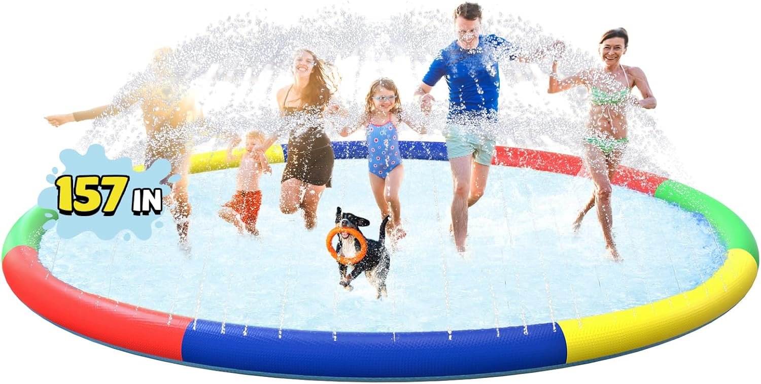 ODOSOLA 13 FT Large Splash Pad for Kids Ages 4-8, Non-Slip Baby Splash Pads for Toddlers, Oversized Kids Sprinklers for Yard, Heavy Duty Kid Pools Water Toys for Outdoor Family, Friends Summer Fun