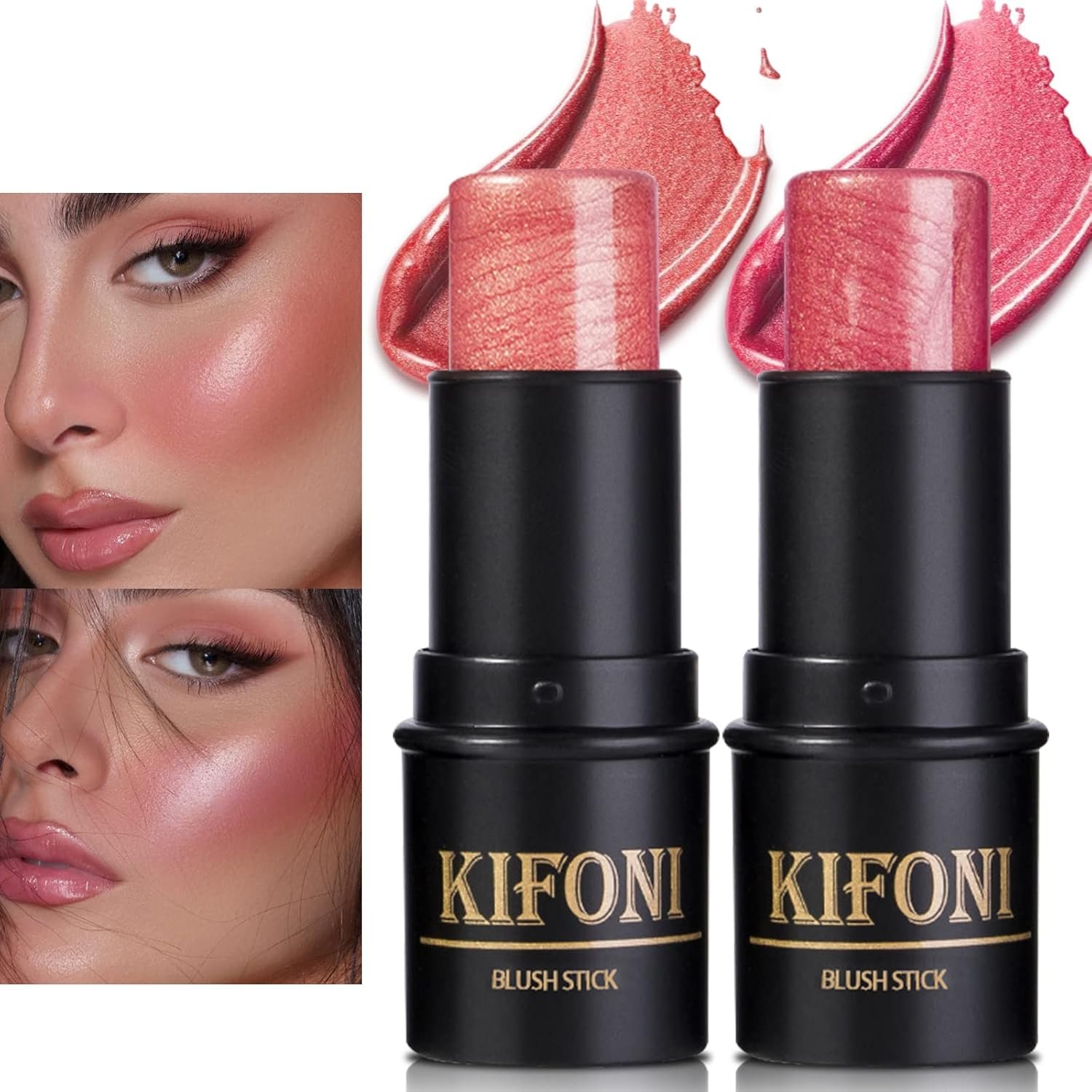 2 Pcs Cream Blush Sticks – Natural & Matte, Lightweight, Blendable Makeup Kit – Shimmer Blush (#01 Pink, #04 Fuchsia)