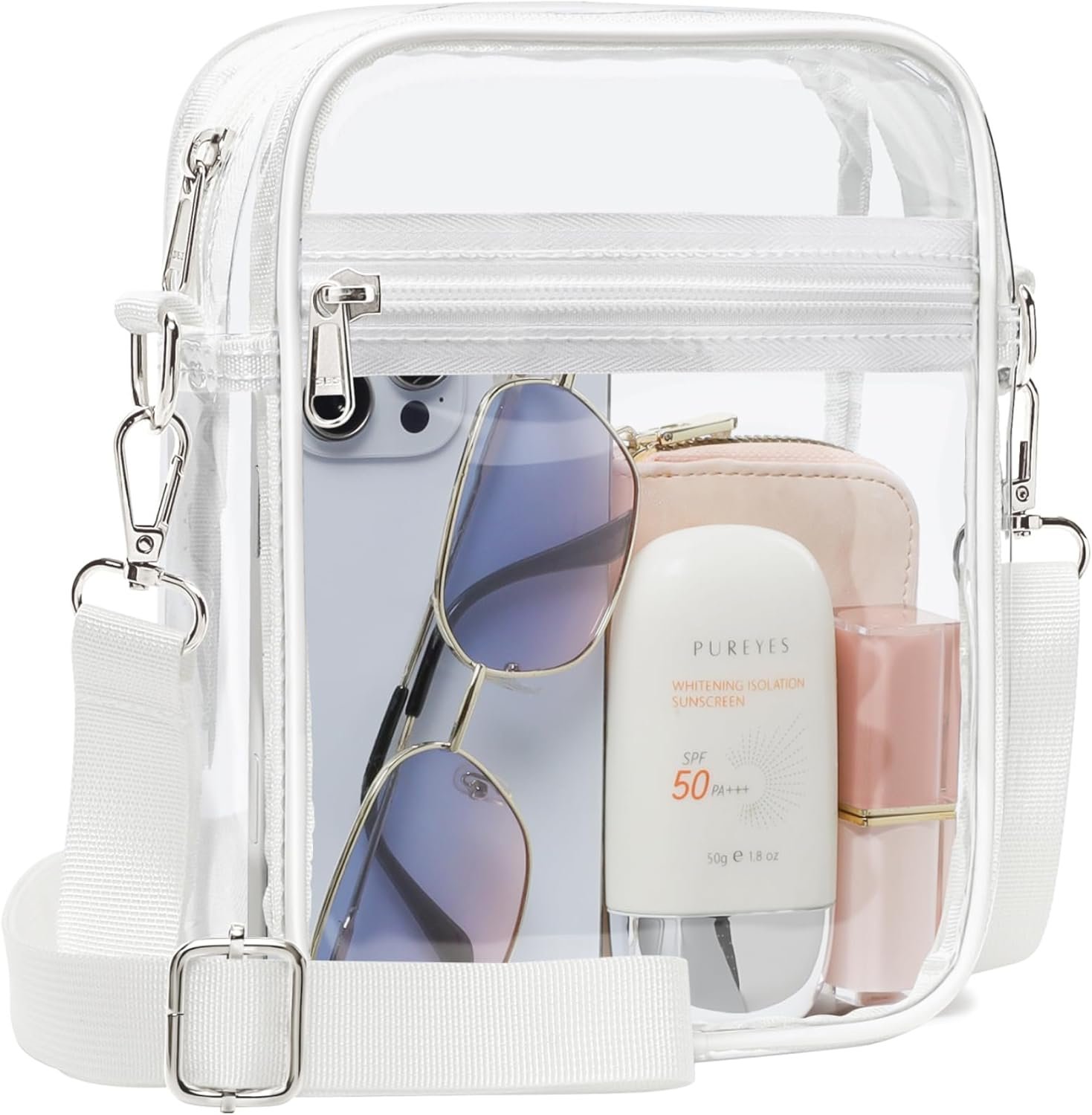 PACKISM Clear Bag for Stadium Events – Clear Purses for Women Transparent Crossbody Messenger Bag for Concerts Game Day