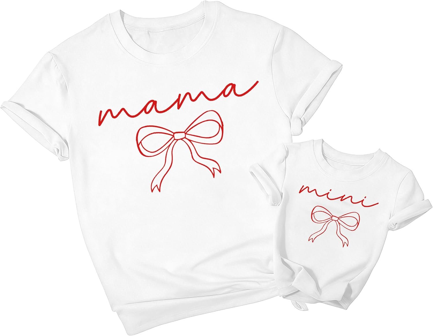 Mommy and Me Shirts Mother Daughter Matching T-Shirt Mama Mini Bow Tee Tops
