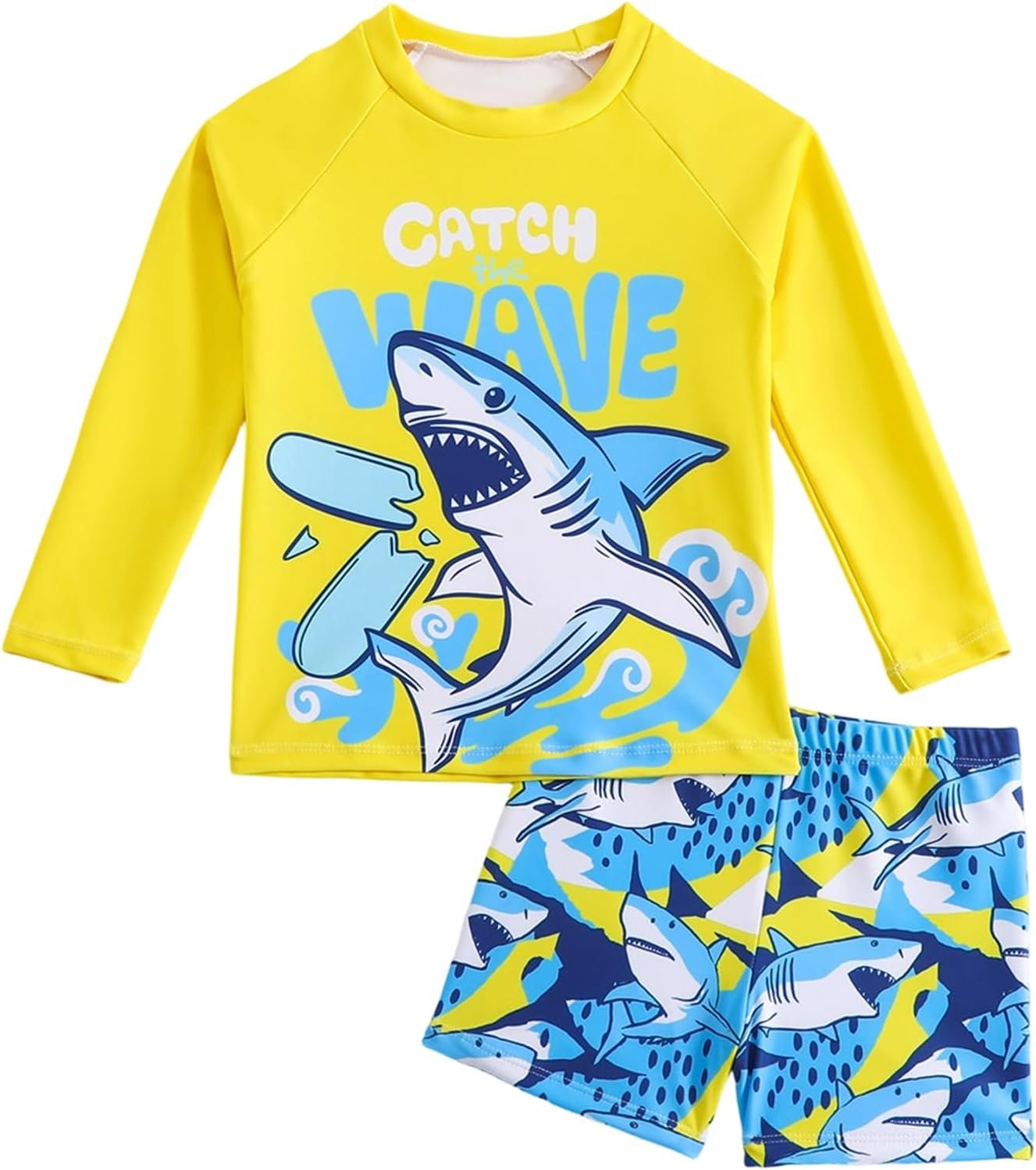 Toddler Swimsuit Boy 2-Piece Dinosaur Bathing Suit with Rash Guard Cute Toddler Boy Swimsuit Dinosaur