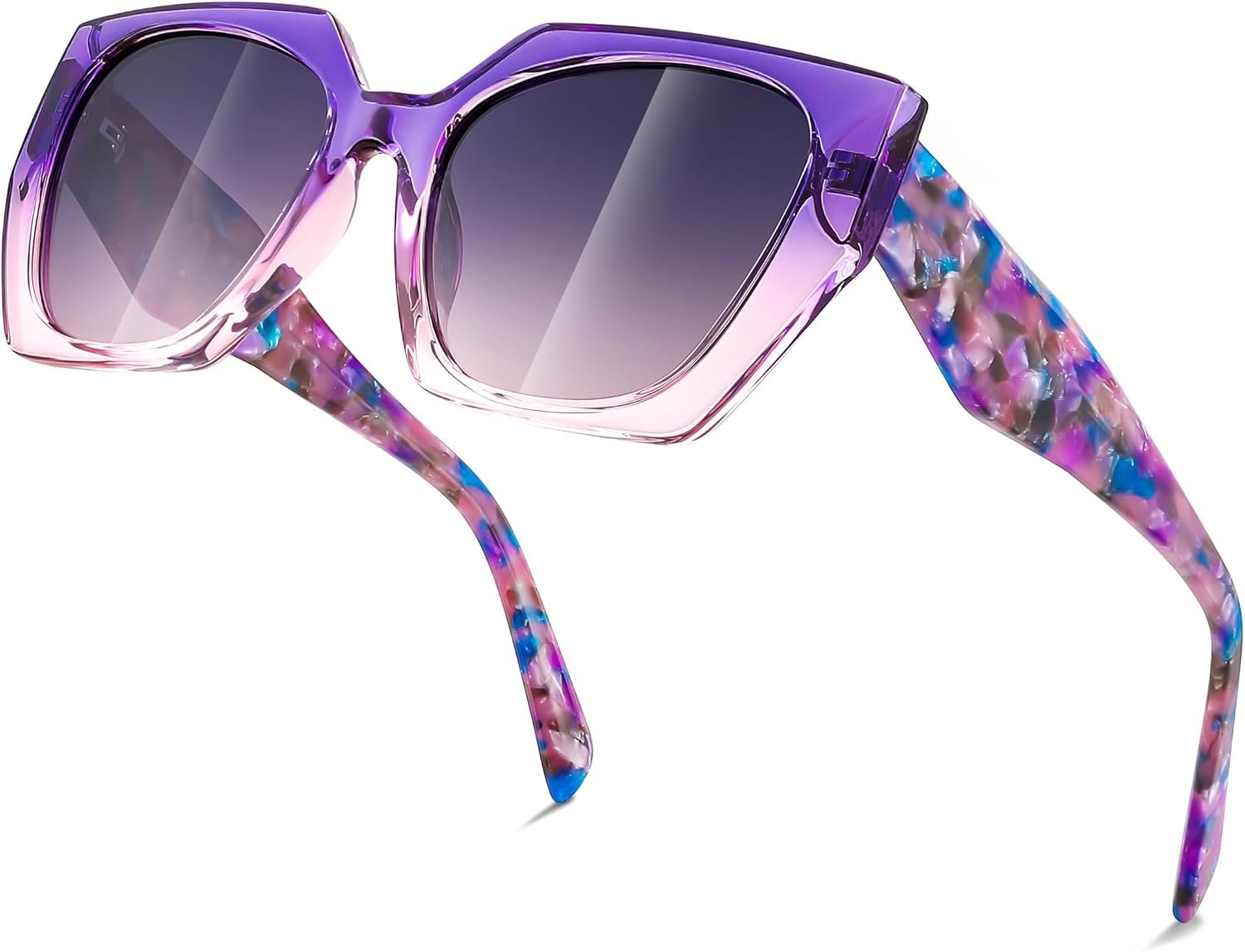 FEISEDY Trendy Polarized Sunglasses, Oversized Irregular TR Frame for Women Men, Retro Shades UV400 B0016