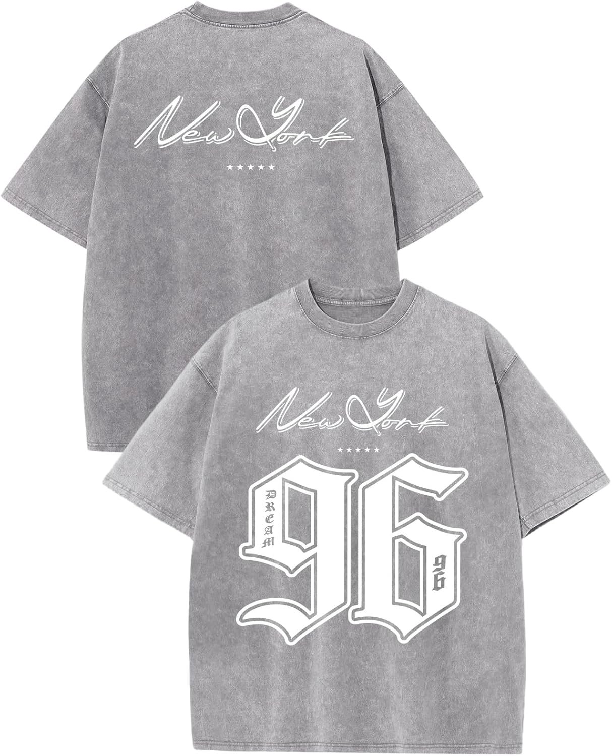 BINTEHGS Boys Graphic Tees New York Jersey Kids 96 Number Shirt Vintage Acid Wash T Shirt Short Sleeve Loose Summer Tee Shirt