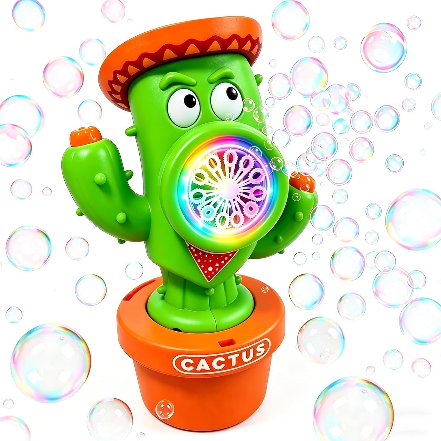 Bubble Machine for Kids, Protado Rechargeable Automatic Bubble Blower with Lights & Music, Dancing Cactus Bubble Maker Toy with Bubble Solution, Outdoor Summer Toy & Birthday Gift for Toddlers 3+