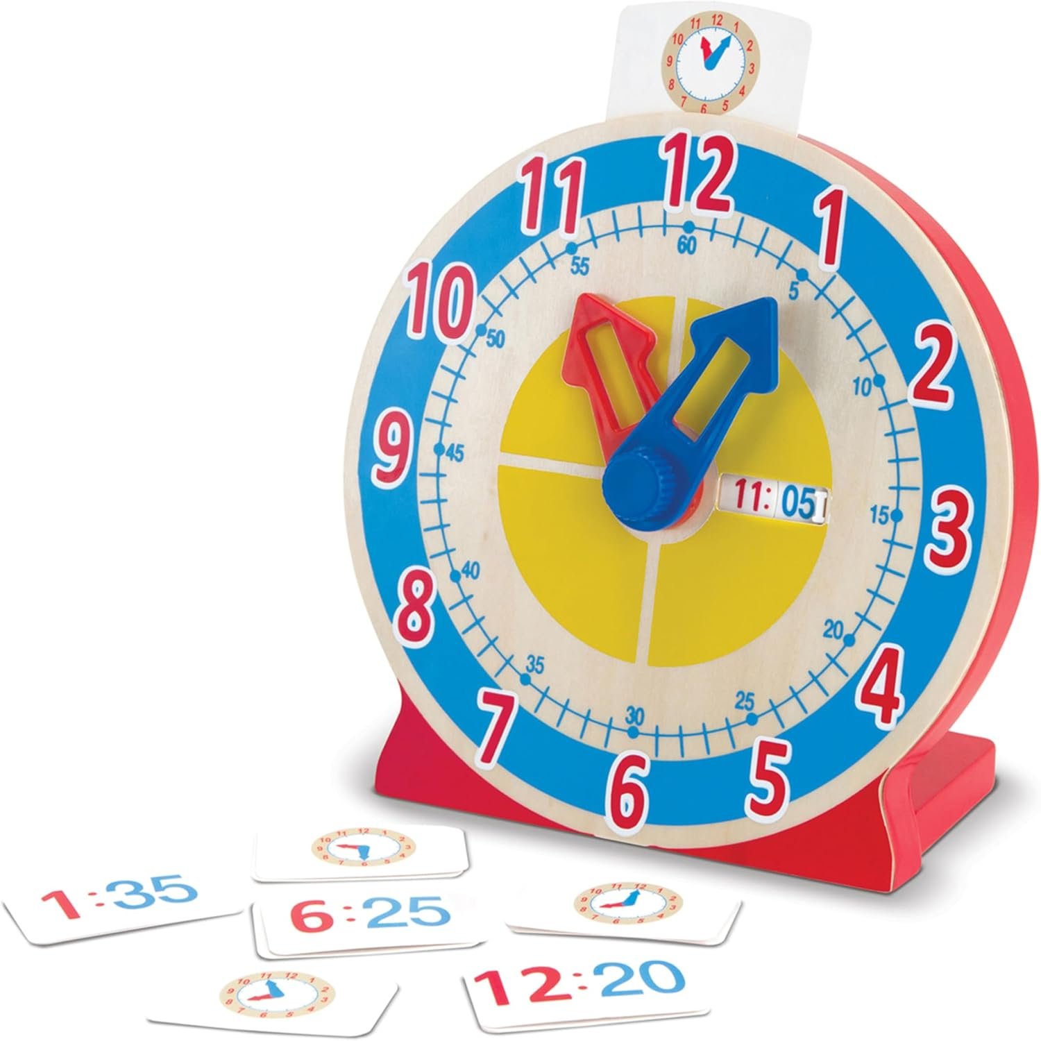 Melissa & Doug Turn & Tell Wooden Clock – Educational Toy with 12+ Reversible Time Cards