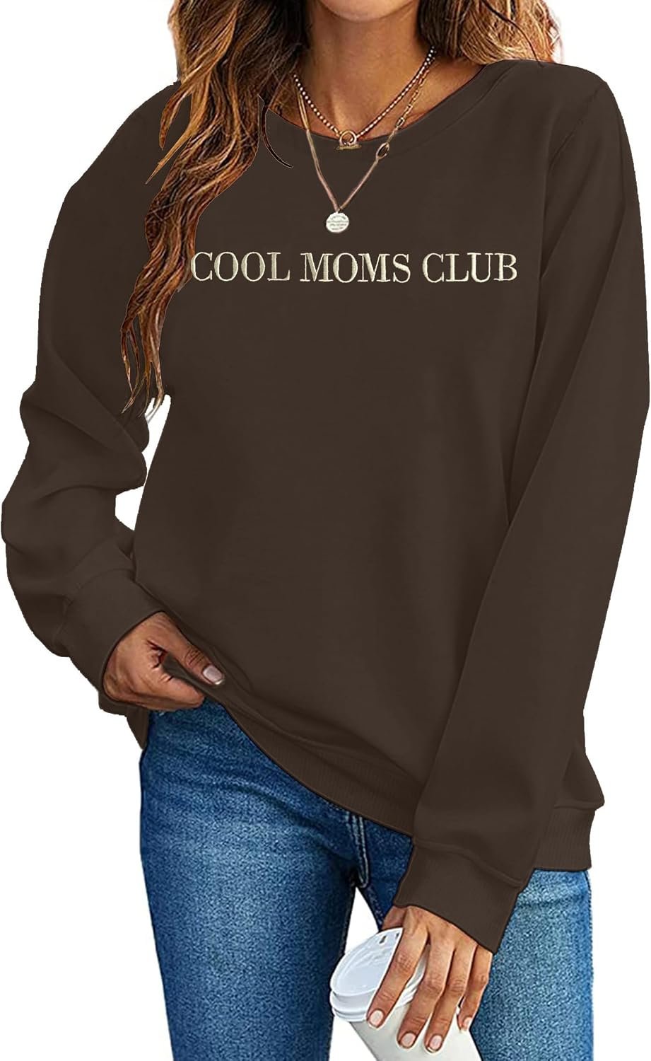 hohololo Mama Sweatshirts Women Cool Moms Club Shirt Mama Embroidered Shirt Casual Mom Life Pullover Top Mommy Birthday Gifts