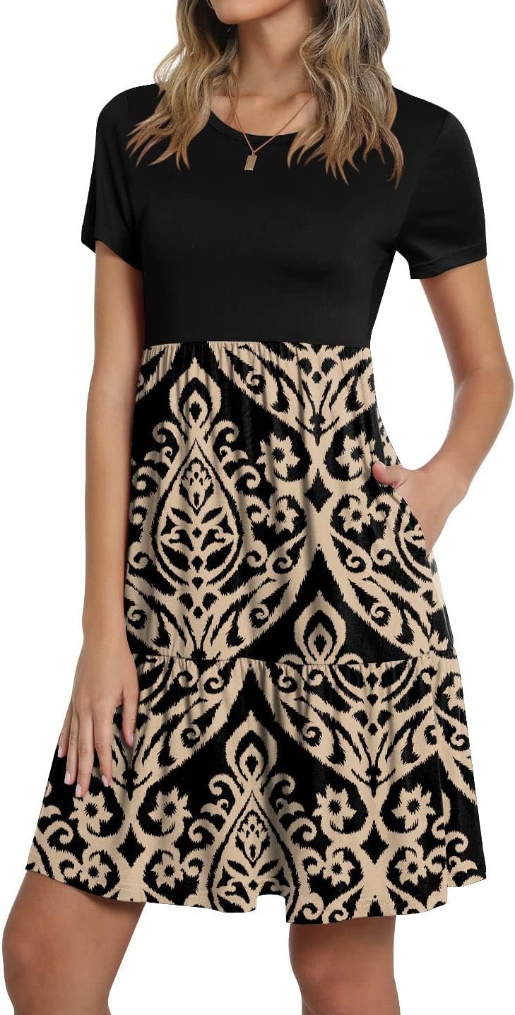 TAOHUADAO 2026 Summer Dresses for Women Short Sleeve Ruffle Casual Sundress with Pockets