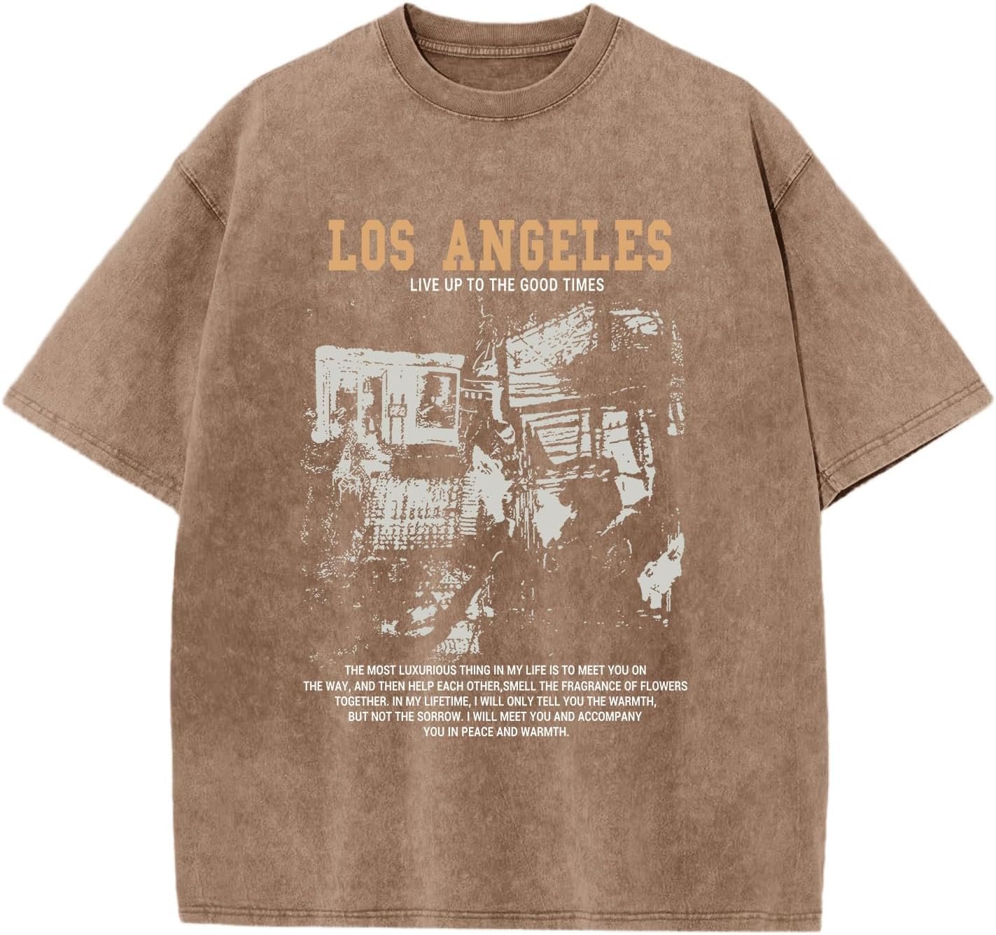 Oversized Boys Graphic Tees Acid Wash Los Angeles Tshirt Youth Cotton T Shirt Crewneck Tee Kids Short Sleeve Tops