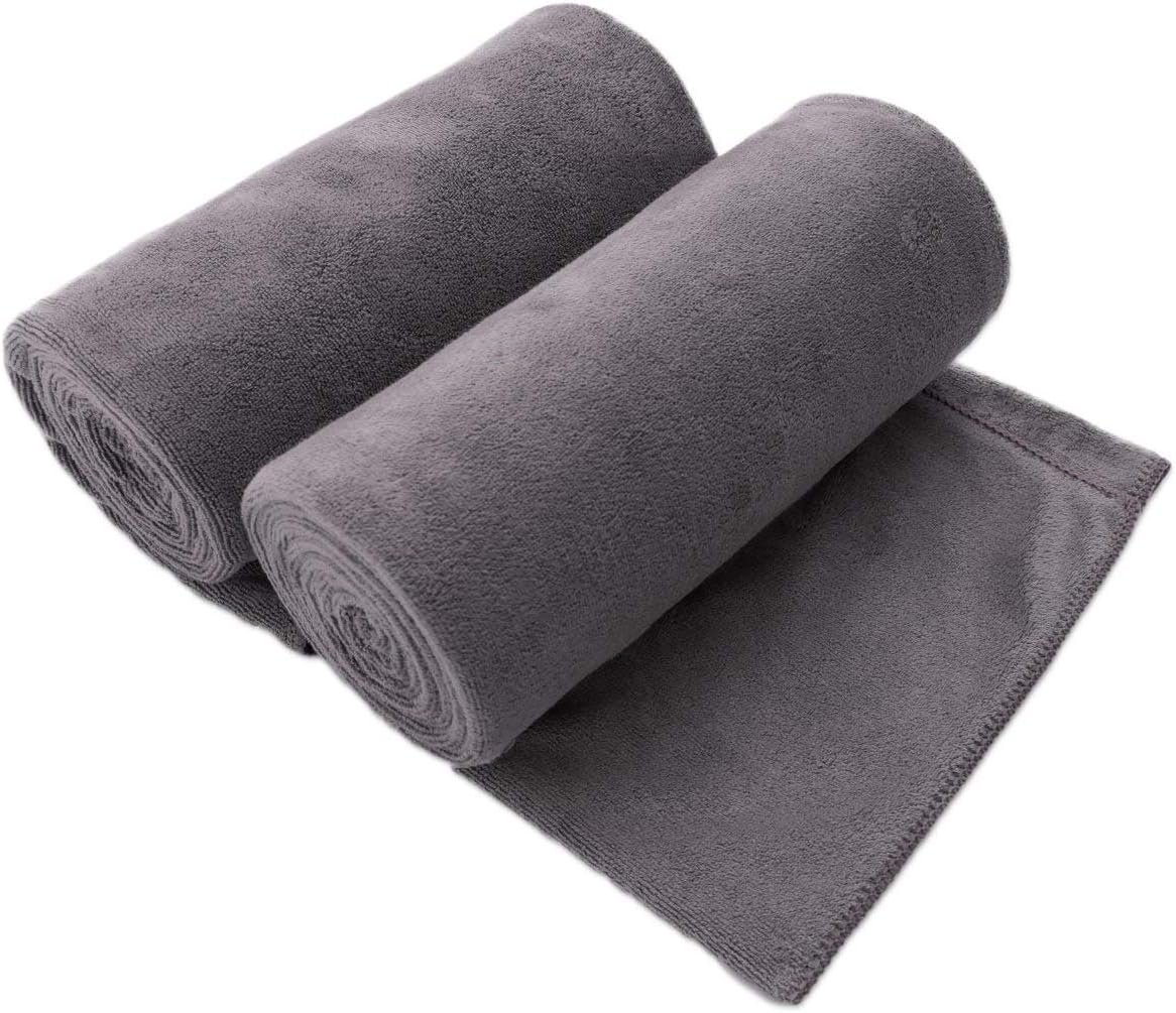JML Microfiber Bath Towel 2 Pack(30″ x 60″), Oversized Thick Towels, Soft, Super Absorbent and Fast Drying, No Fading Multipurpose Use for Sports, Travel, Fitness, Yoga, 30 in 60 in, Grey Count