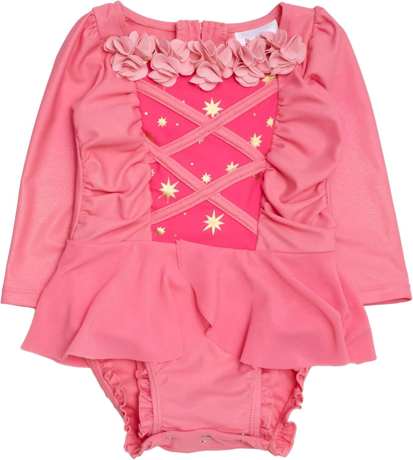 RuffleButts Baby Girls UPF50+ Princess Dress-Up Long Sleeve One Piece Swimsuit