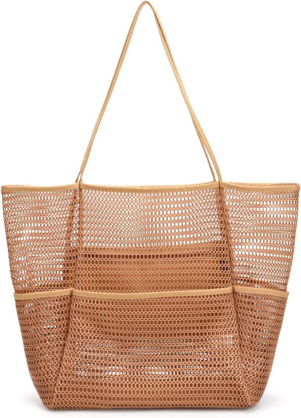 Tainehs Beach Mesh Tote Bag for Women, Large Travel & Pool Bag, Lightweight Vacation Cruise Tote (Inside Out – Flip to Use)