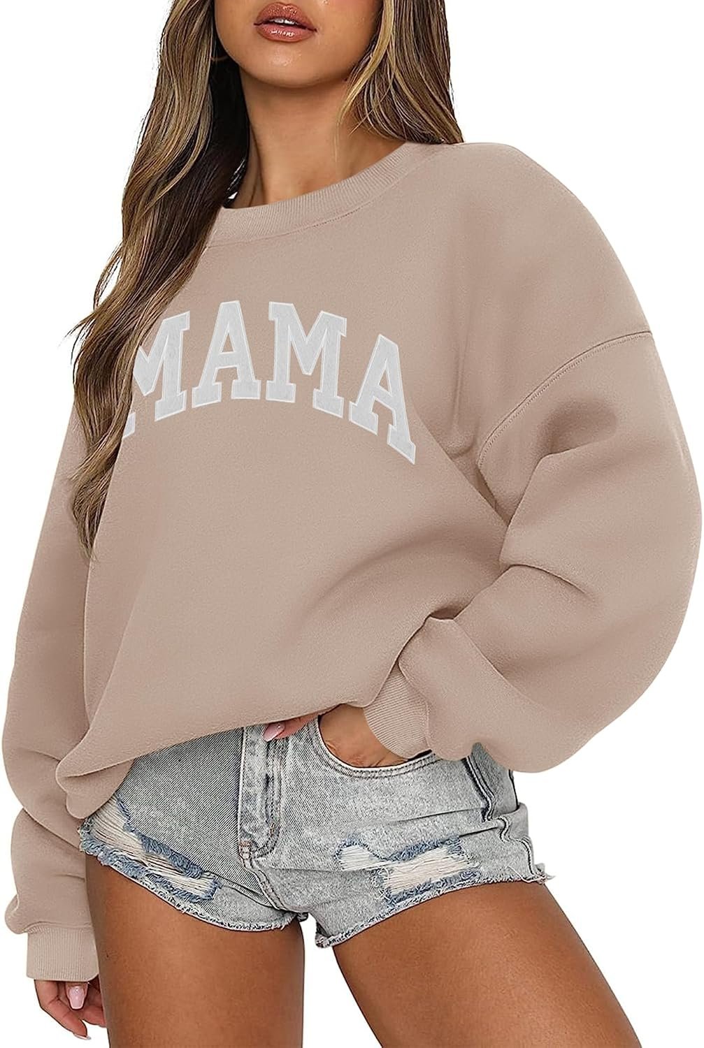 LOMON Crewneck Sweatshirt for Women Casual Oversized Pullover Hoodies Long Sleeve Fleece Tops Sweater