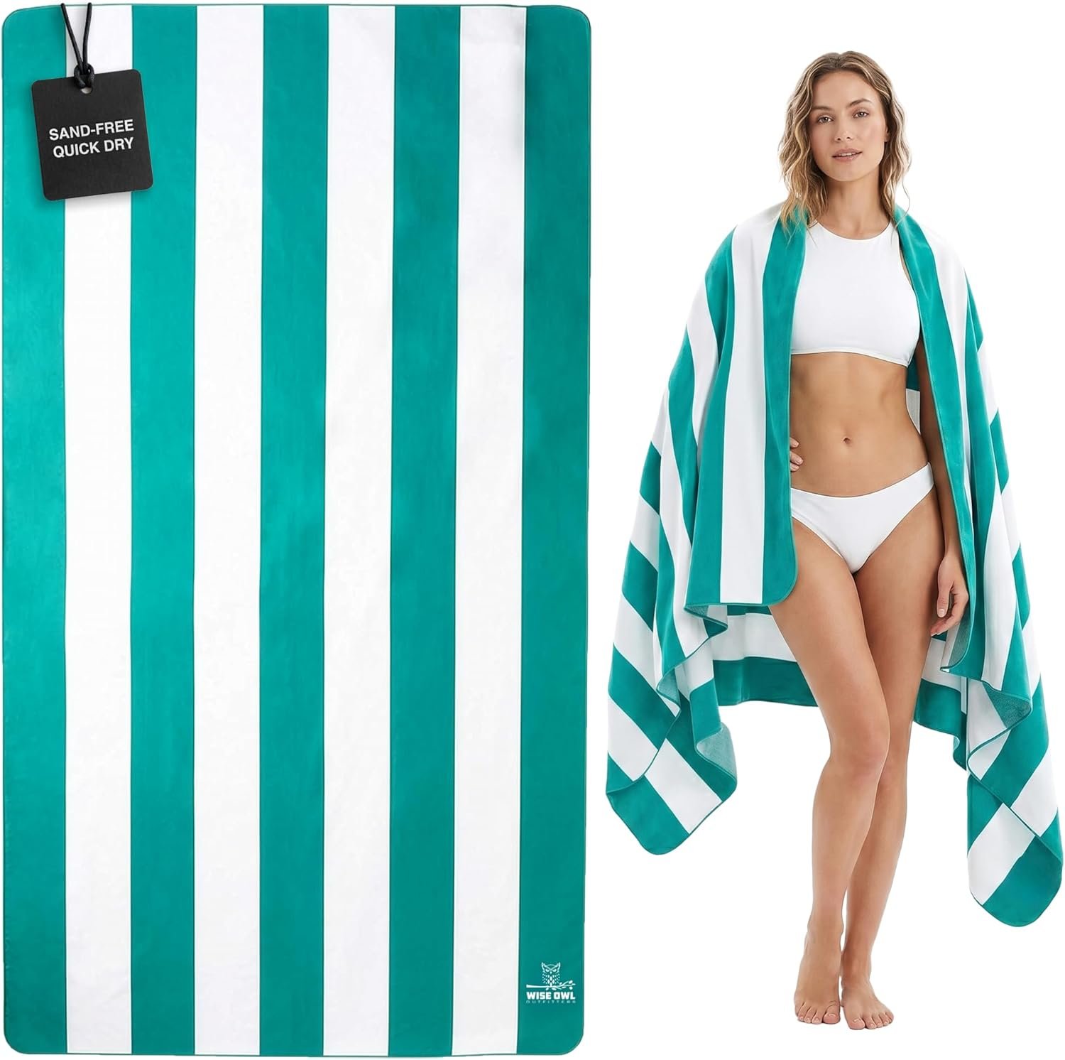 Wise Owl Outfitters Microfiber Beach Towel (7×4 ft) – Extra Large 84″x48″, Quick Dry, Lightweight and Sand Free for Adults at the Beach, Pool, Gym, Yoga, or for Travel and Outdoor Use