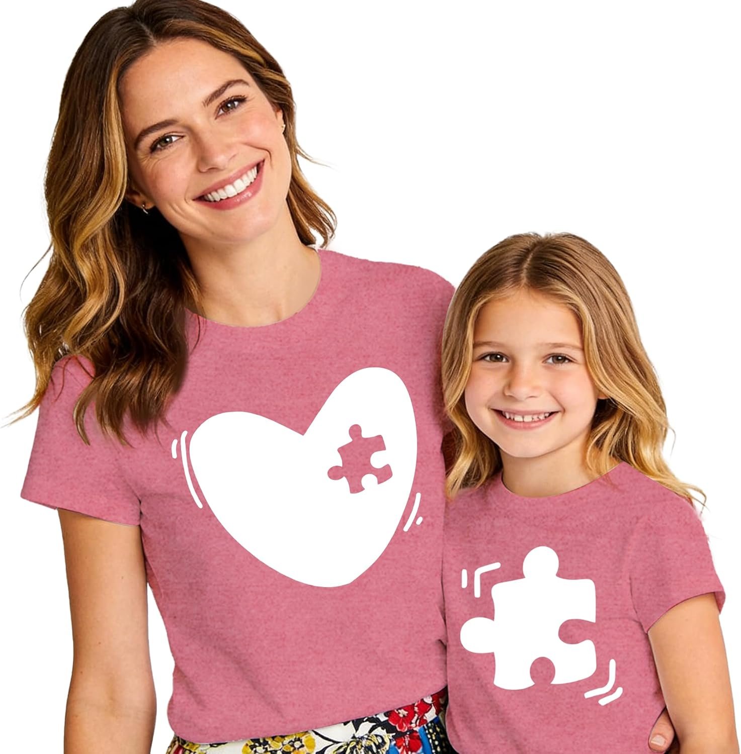 SUWATOIN Mommy and Me Matching Shirts Mother’s Day Puzzle Heart Family T-Shirts Mom Daughter Son Women Kids Outfits