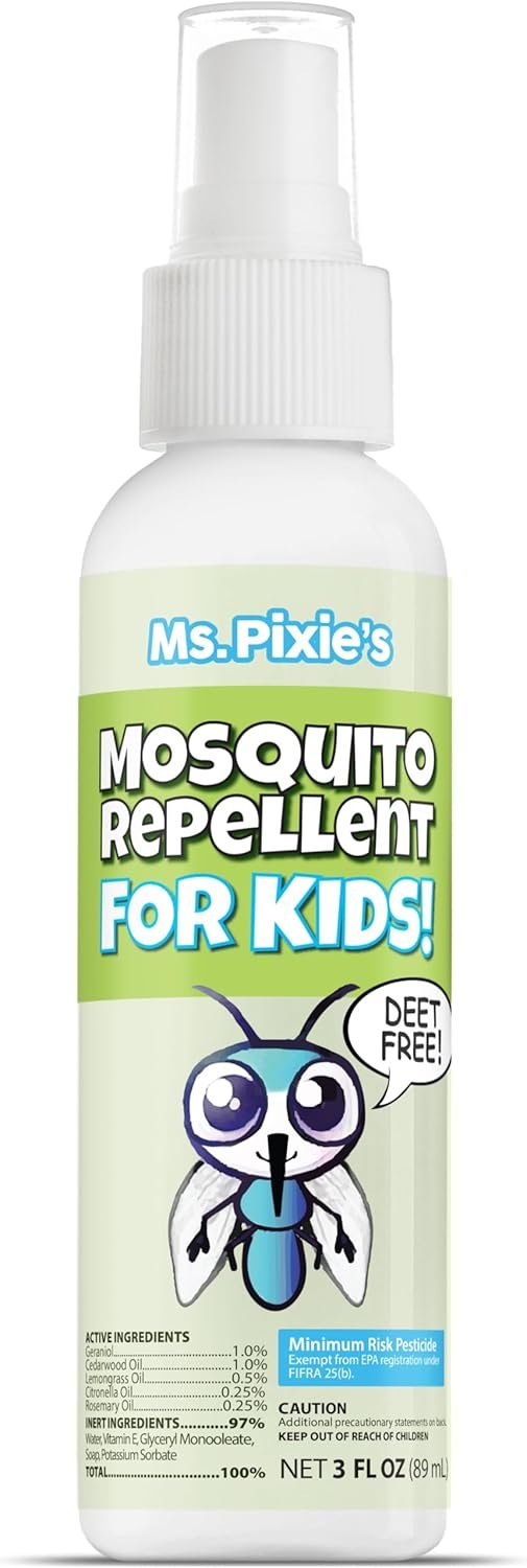 Ms. Pixie’s Mosquito Repellent for Kids, DEET-Free Gentle Bug Spray for Children’s Skin & Outdoor Protection, 3 oz (90mL)