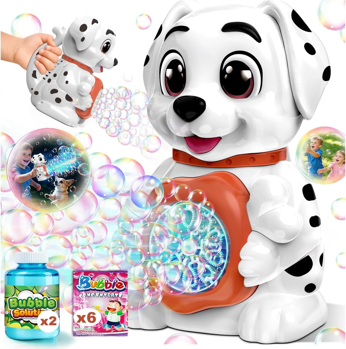 Zerhunt Leak-Proof Bubble Machine for Toddlers: Automatic Bubble Blower with Cute Dog Design, Lights & 150ML Tank – Durable Bubble Toy Gift for Kids Ages 3-7 – Idea for Party, Outdoor, Birthday