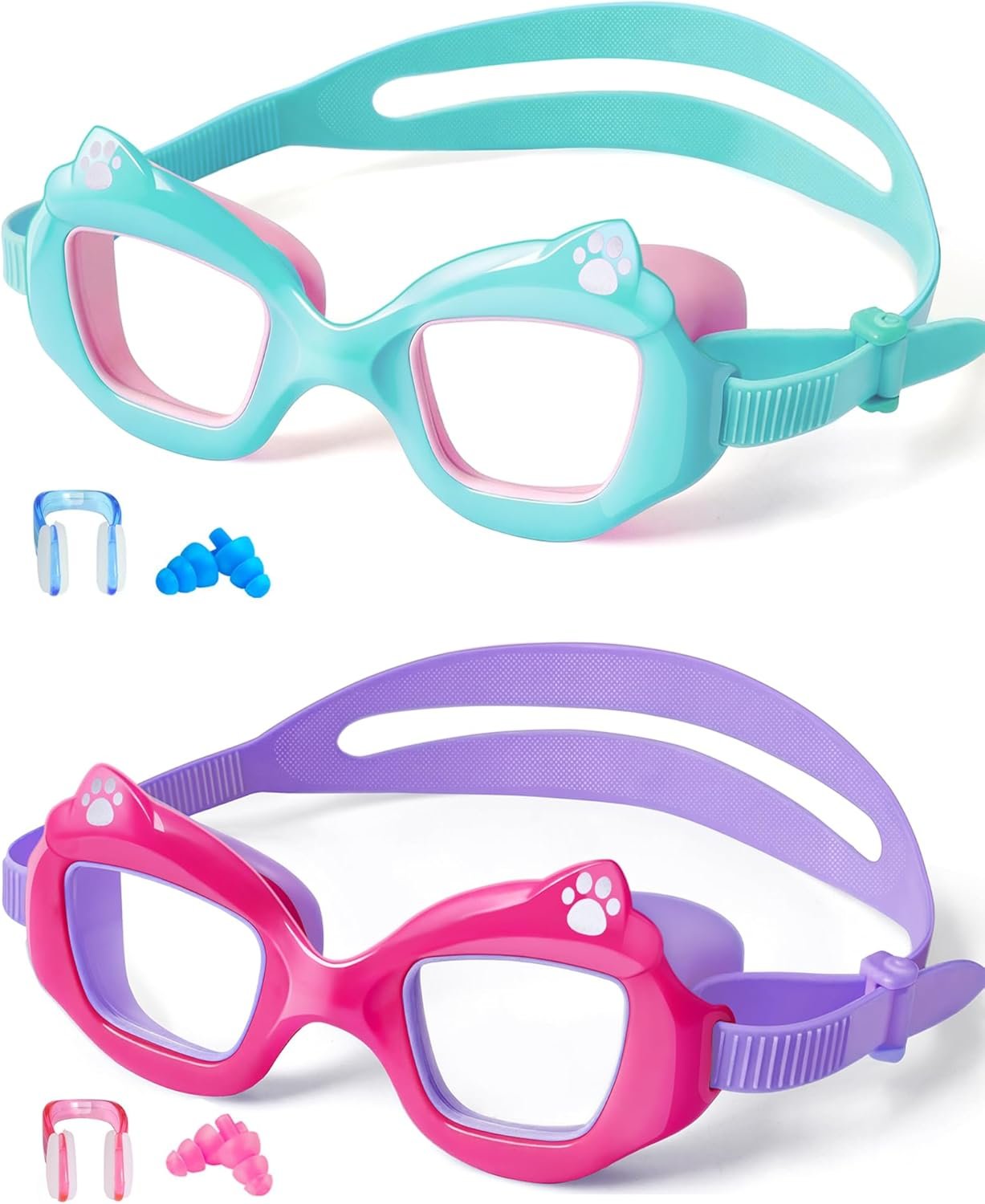 EverSport Kids Swim Goggles 2 Pack, Anti-Fog, Leakproof, Anti-UV, Wide View, No-Pull Strap, Ages 3-14, Boys Girls & Toddler