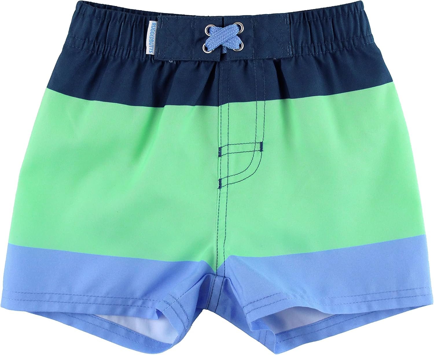 RUGGEDBUTTS Boys UPF50+ Sun Protection Striped Color Block Swim Trunks